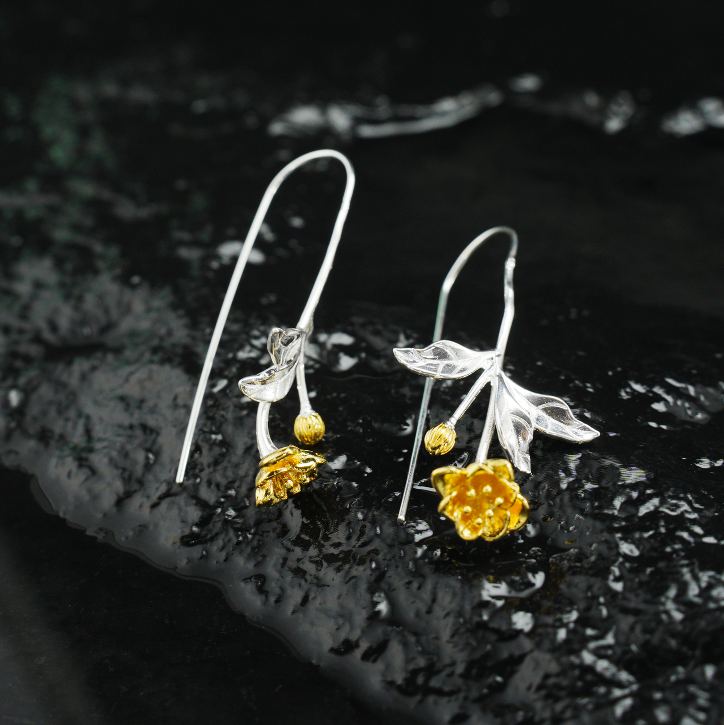 Silver Leaf Drop Earrings, Botanical Jewelry, Nature-Inspired Floral Dangle for Women