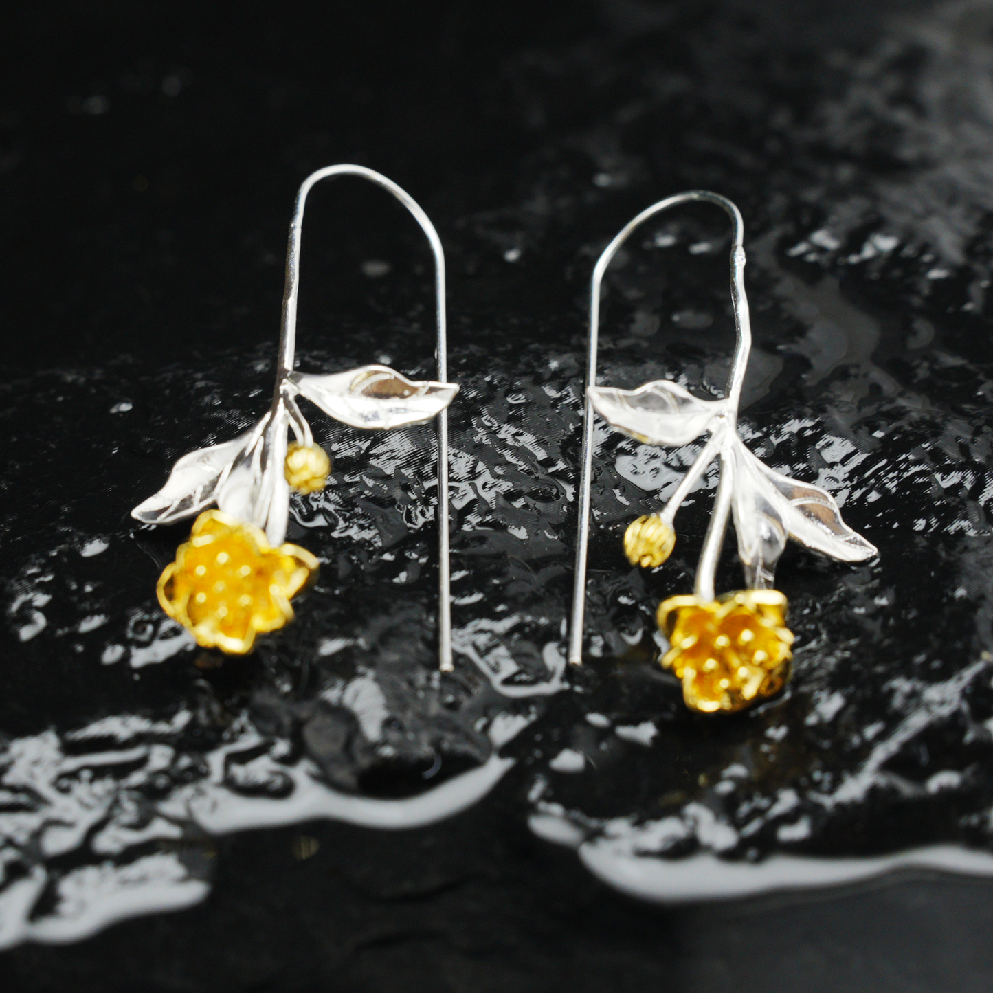 Silver Leaf Drop Earrings, Botanical Jewelry, Nature-Inspired Floral Dangle for Women