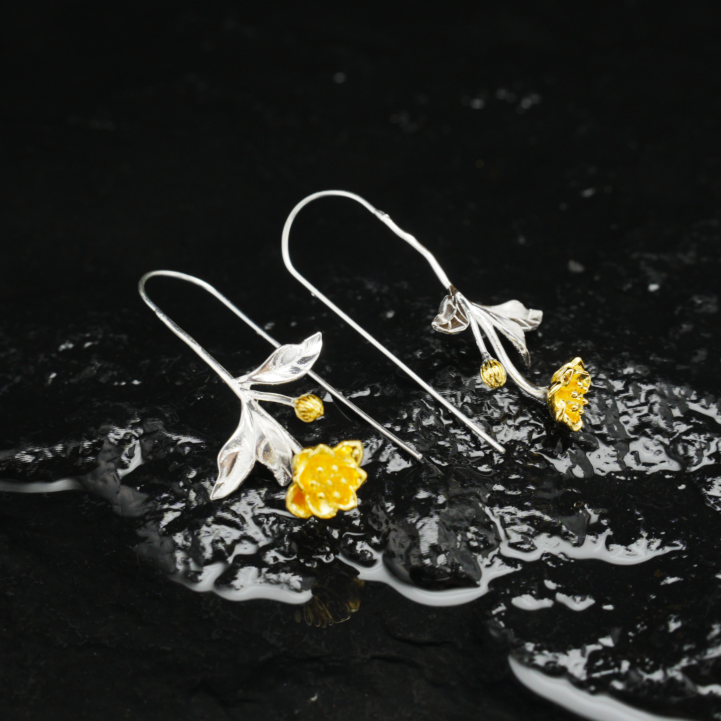 Silver Leaf Drop Earrings, Botanical Jewelry, Nature-Inspired Floral Dangle for Women