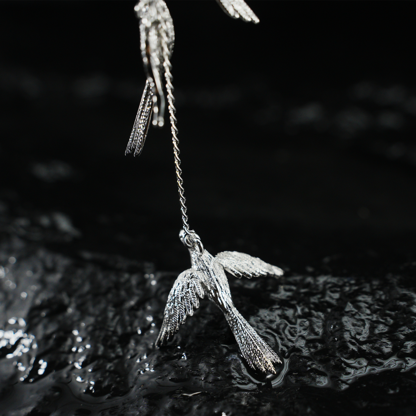 Bird Dangle Earrings, Triple Flying Birds Drop Design, Nature Animal Totem Jewelry, Long Statement Earrings for Women