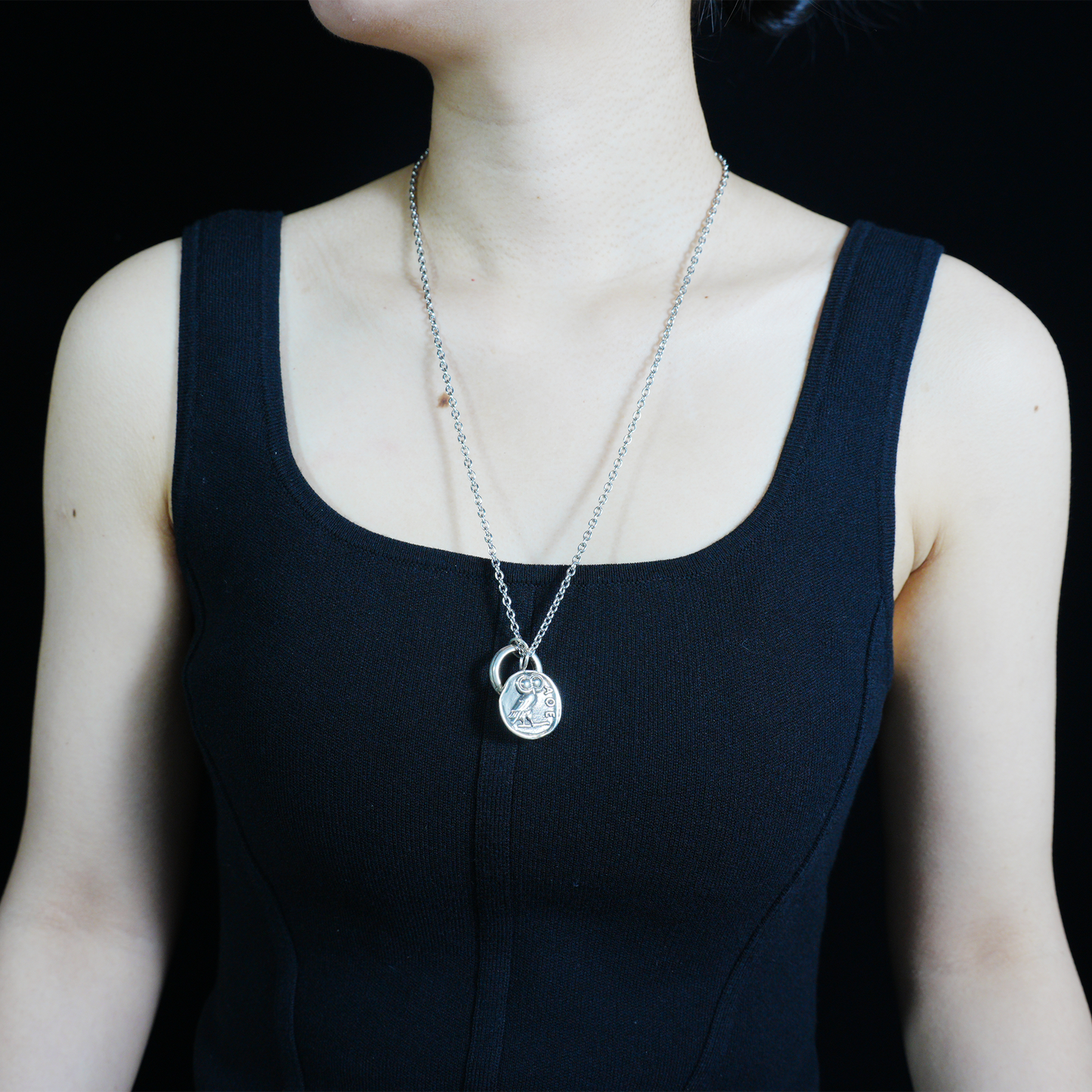 Greek Owl Coin Pendant Necklace | Wisdom Totem Jewelry | Antique Athenian Style Unisex Necklace for Everyday Wear