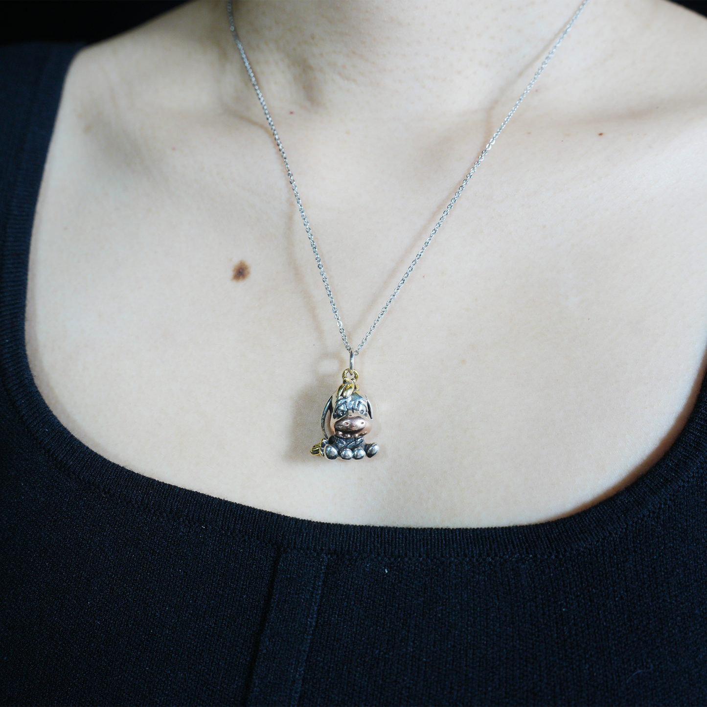 Hug-Ready Donkey Pendant – Cute Donkey Charm with Tricolor Metal Finish, Handmade Animal Jewelry of Joy & Companionship