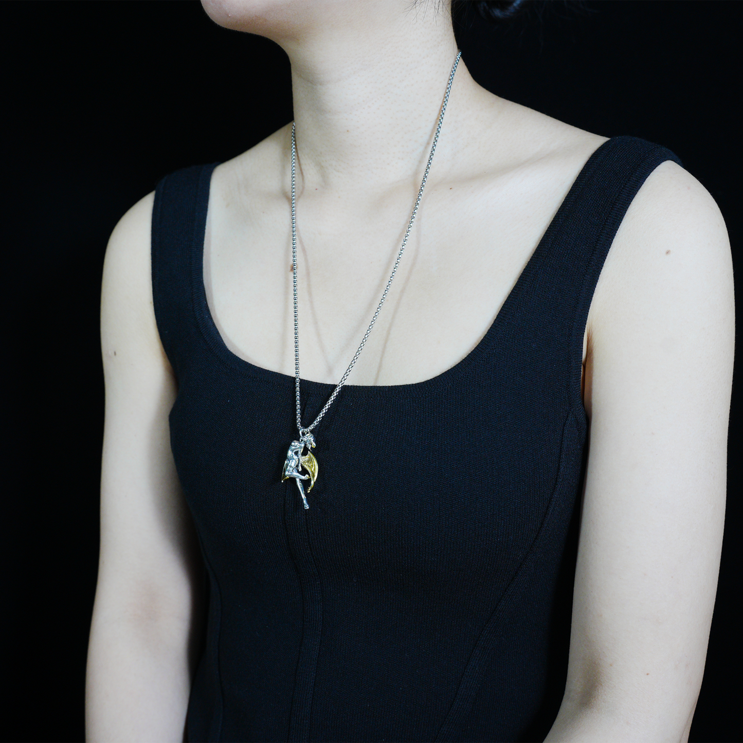 Lilith Shadow Pendant Necklace, Gothic Demon Wing Necklace, Dark Fantasy Jewelry, Symbol of Feminine Power, Rebellious Style Necklace, Artistic Devil Pendant