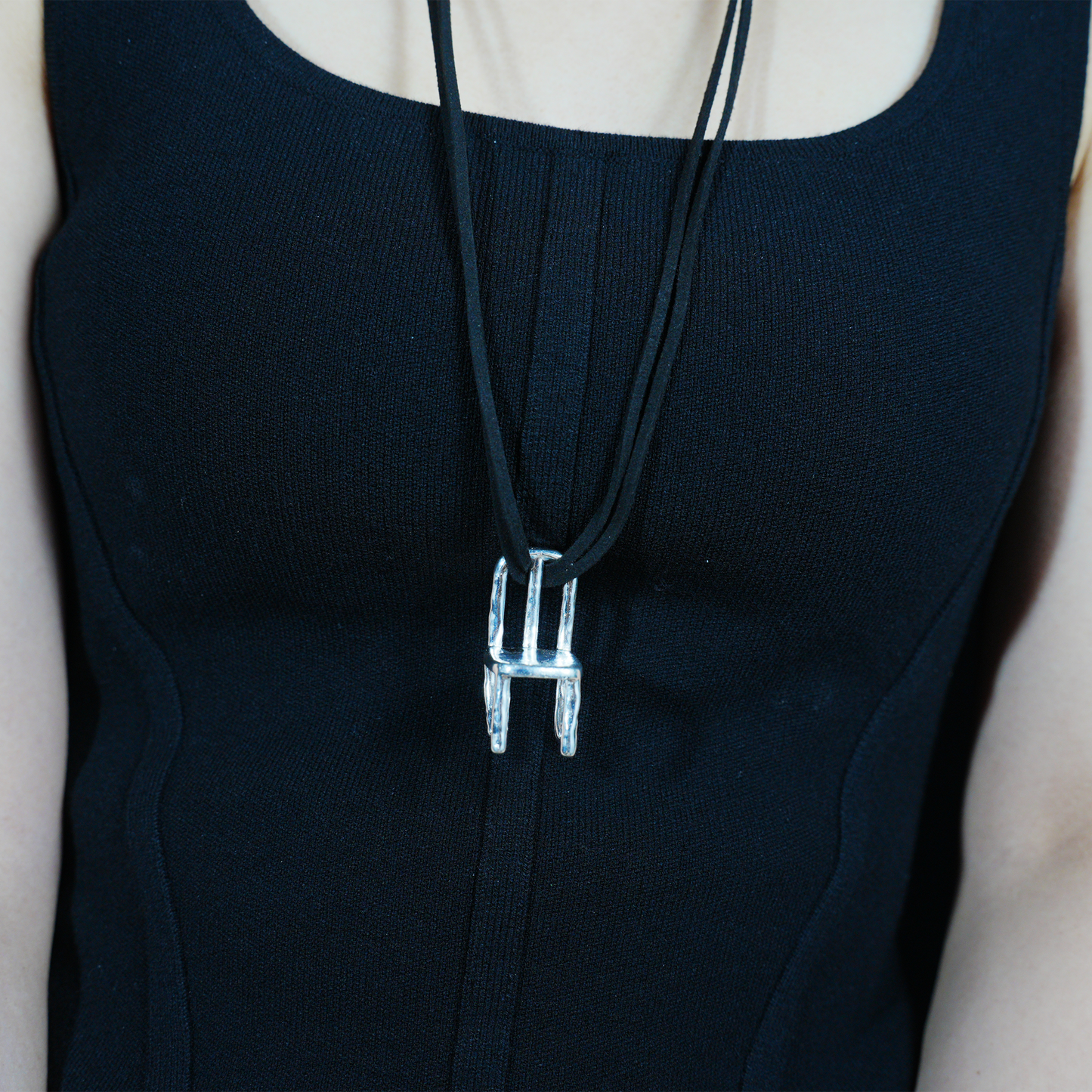 Asymmetrical Chair Pendant Necklace, Sculptural Art Jewelry, Handmade Modern Statement Piece