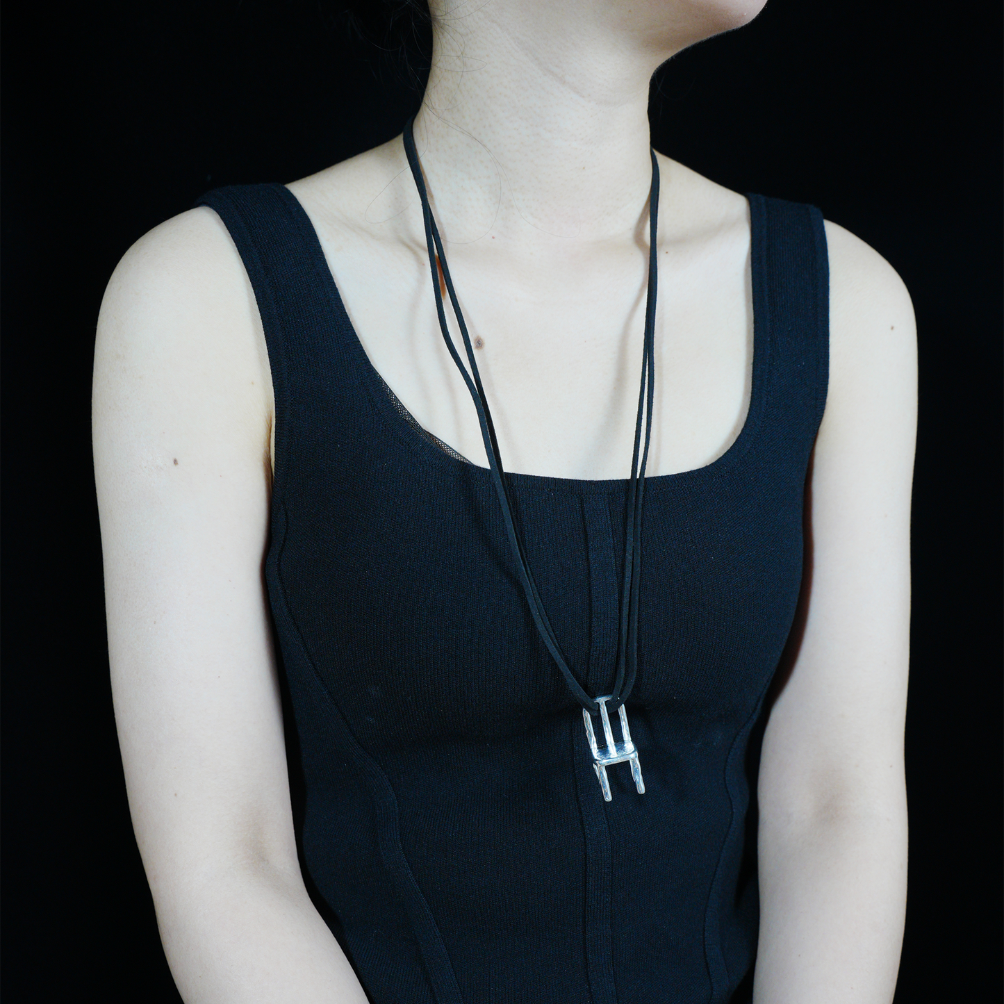 Asymmetrical Chair Pendant Necklace, Sculptural Art Jewelry, Handmade Modern Statement Piece
