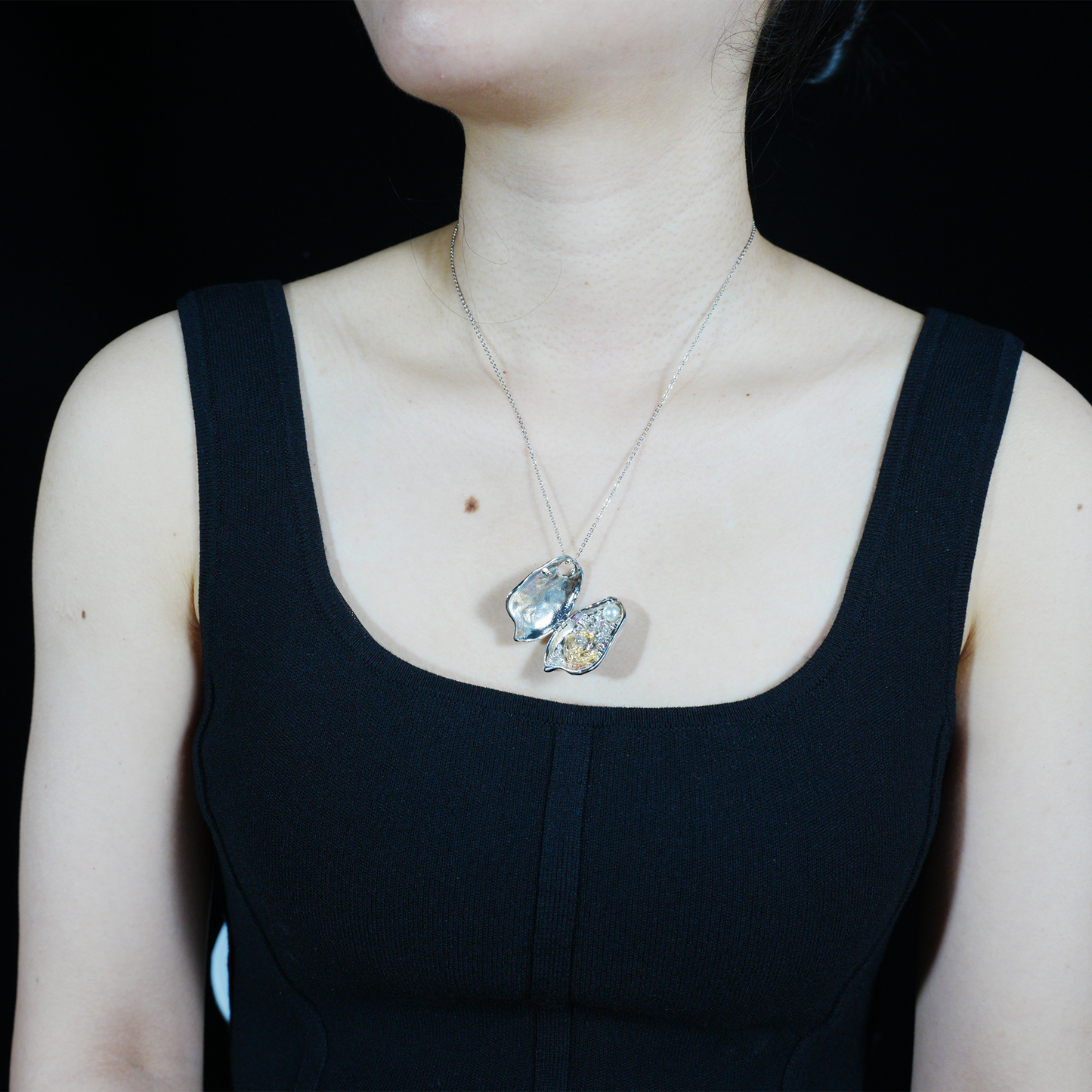 Halskette mit Muschelanhänger zum Öffnen | Medaillon mit Meerjungfrauenprinzessin | Märchenschmuck | Ocean Fantasy Wish Keeper Anhänger