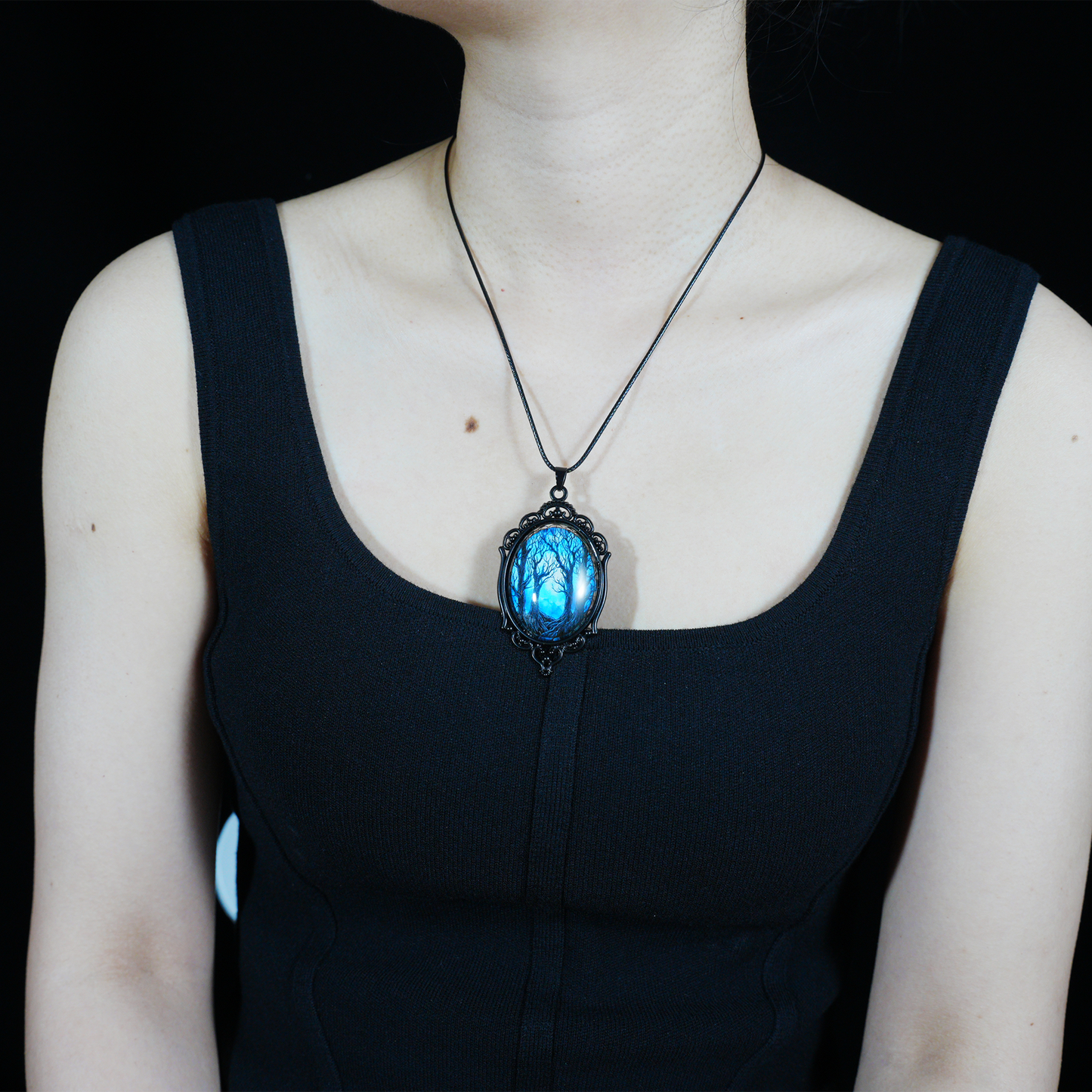 Mystic Forest Gate Pendant Necklace | Gothic Dark Art Pendant | Handmade Fantasy Statement Jewelry
