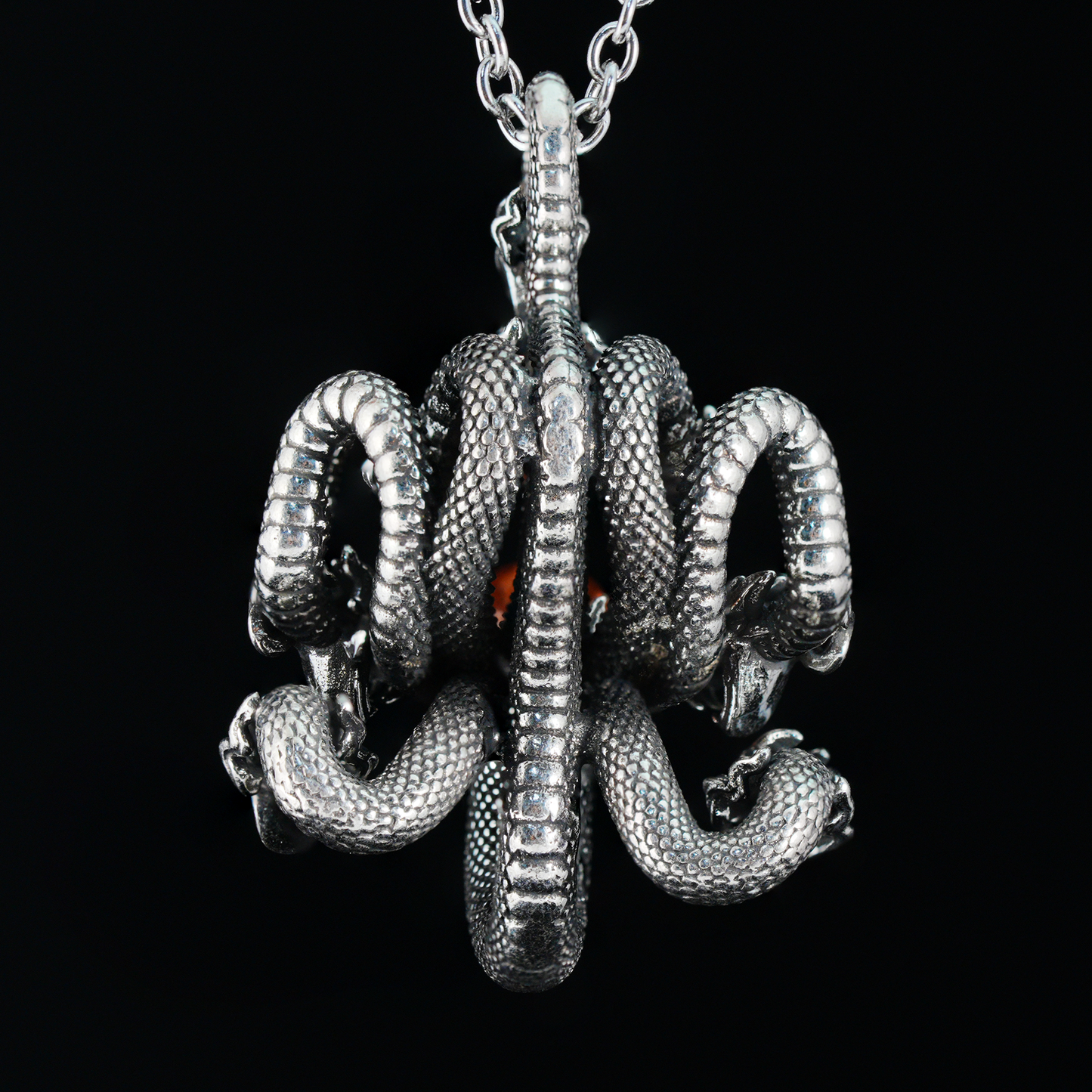 Yamata no Orochi Necklace, Japanese Myth Serpent Pendant, Gothic Fantasy Jewelry