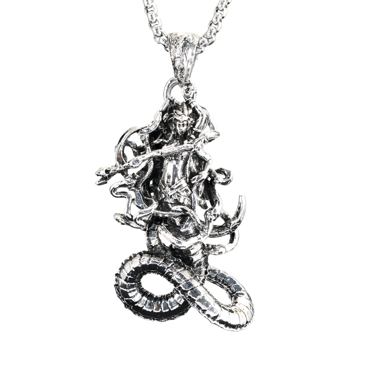 Gothic Medusa Schlangenanhänger Halskette | Dunkle Mythologie Relief Schmuck