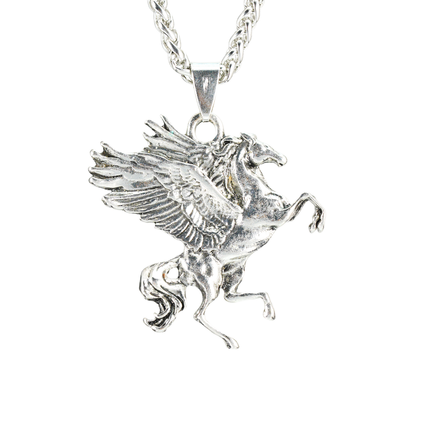 Vintage Pegasus Halskette, Mythischer Pferdeanhänger aus Messinglegierung, Gothic Fantasy Schmuck
