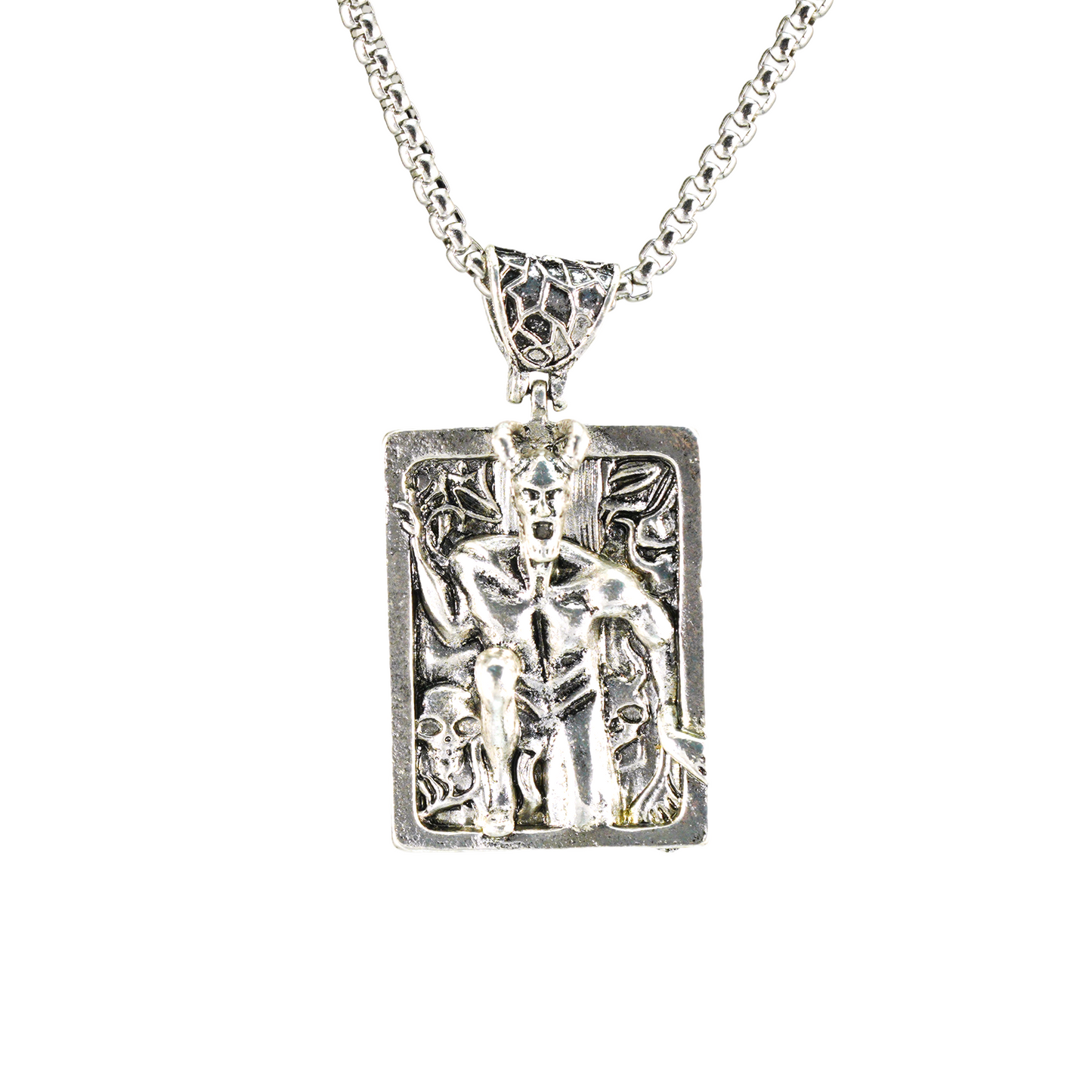 Gothic Dämon Relief Amulett Halskette Vintage Schädel dunklen Stil Anhänger Messinglegierung