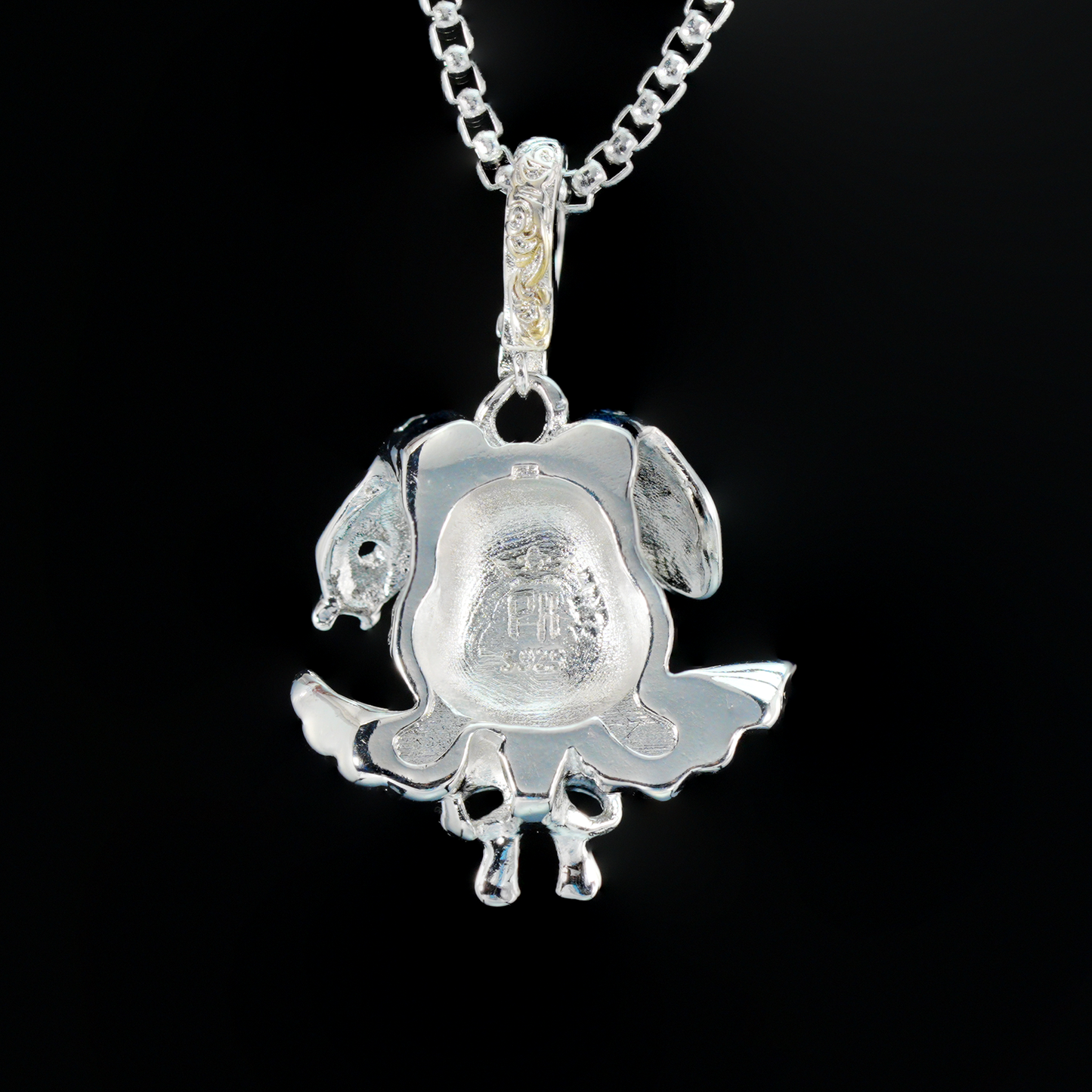 Gothic Winged Bunny Pendant, Fantasy Rabbit Necklace with Bow, Mythical Animal Jewelry