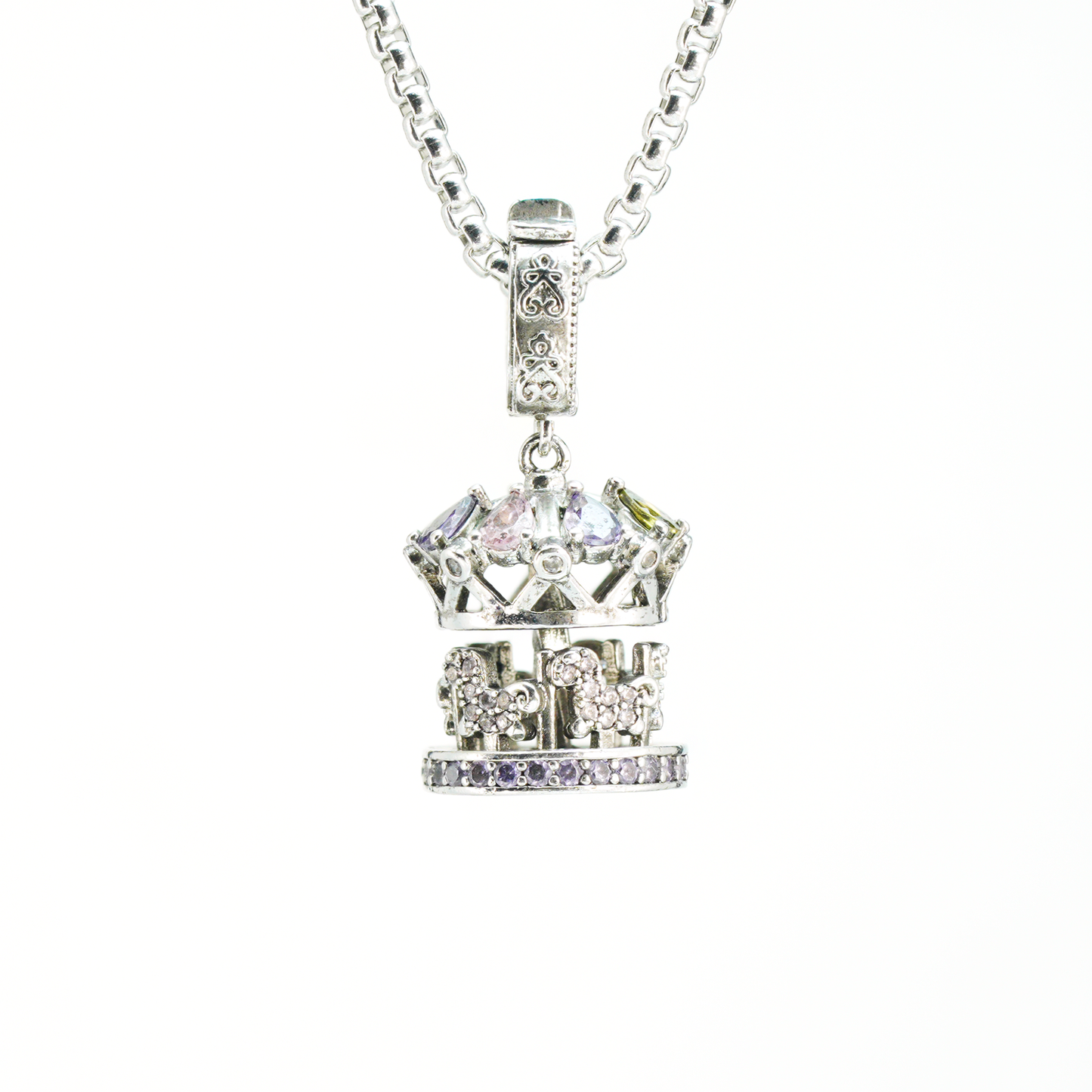 Gothic Carousel Crown Pendant, Fantasy Merry-Go-Round Necklace, Gothic Lolita Jewelry