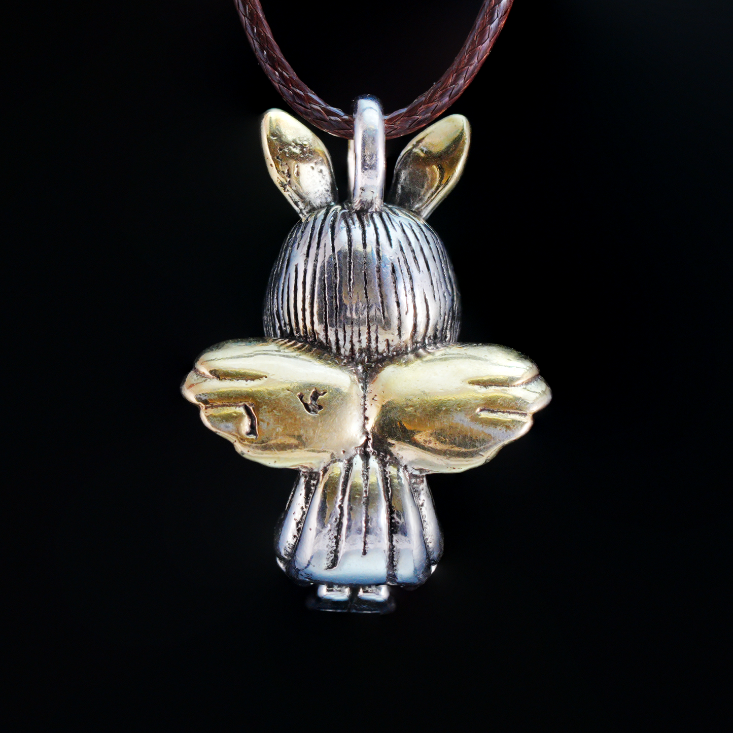 Gothic Bunny Angel Pendant, Fantasy Rabbit Fairy Necklace, Guardian Spirit Jewelry