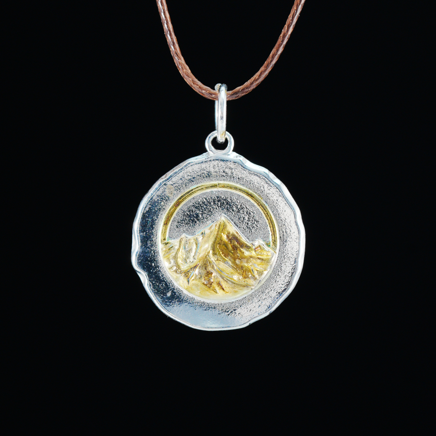 Mystic Mountain Pendant, Gold & Silver Two-Tone Nature Jewelry, Symbol of Strength and Ascension