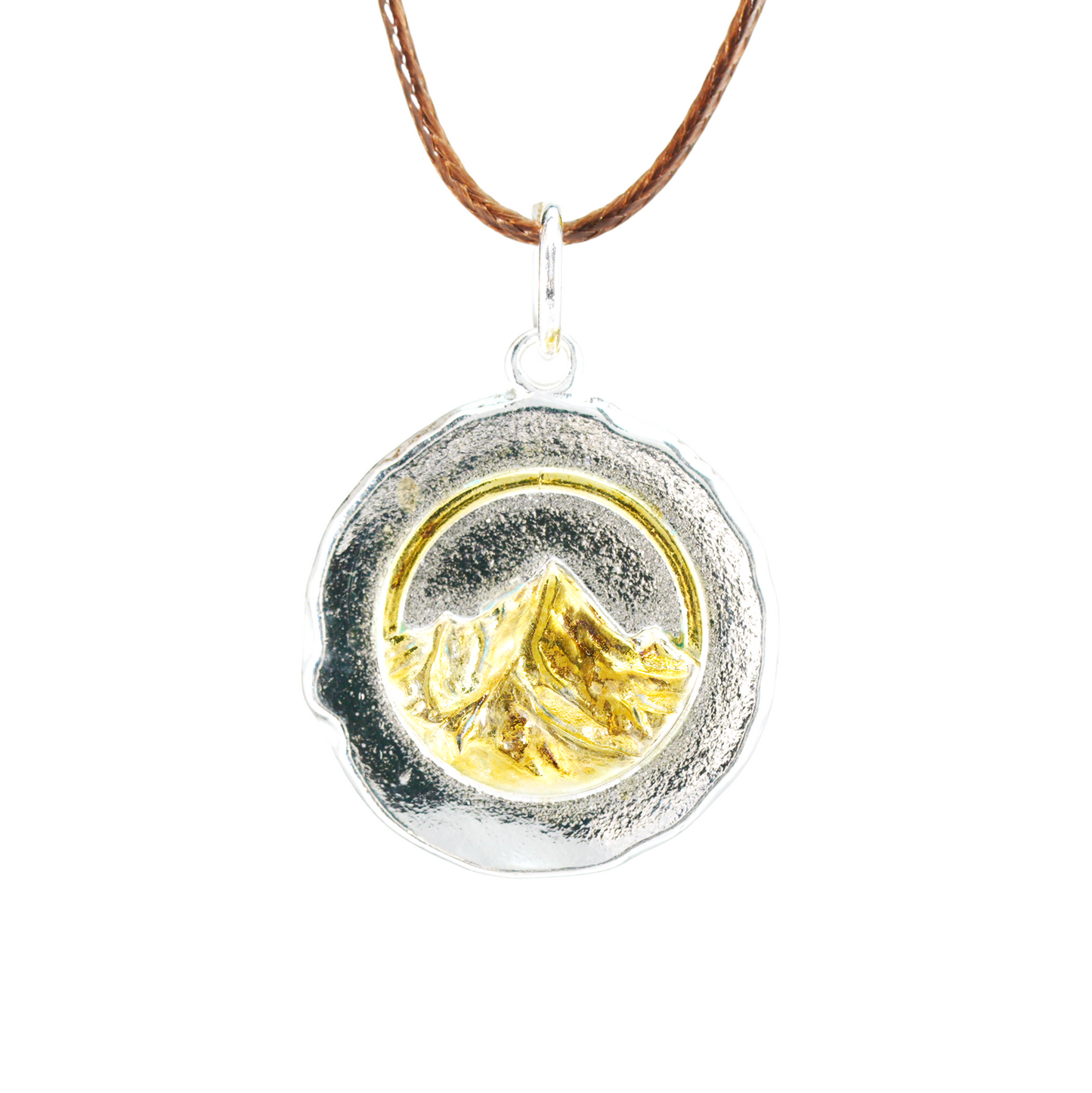 Mystic Mountain Pendant, Gold & Silver Two-Tone Nature Jewelry, Symbol of Strength and Ascension