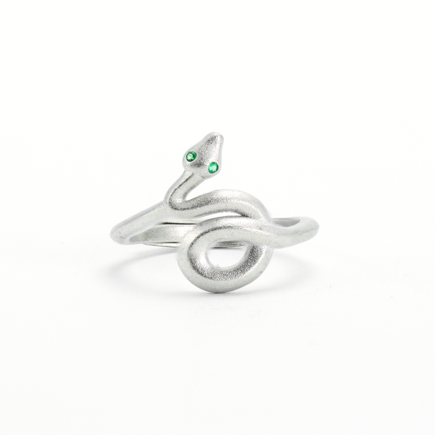 Minimalist Snake Ring Gothic Green-Eyed Serpent Solid Brass Band