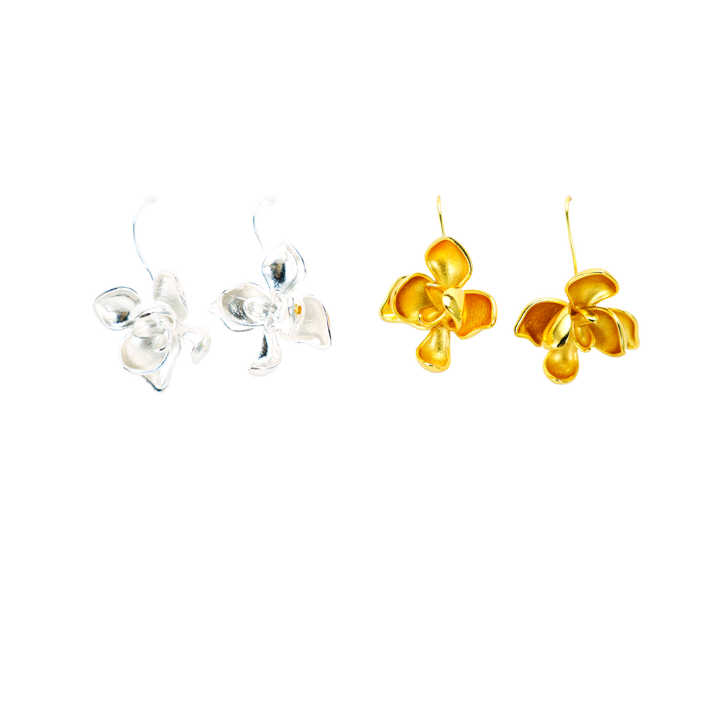 Orchid-shaped earrings, elegant petal 3D design, light luxury style accessories