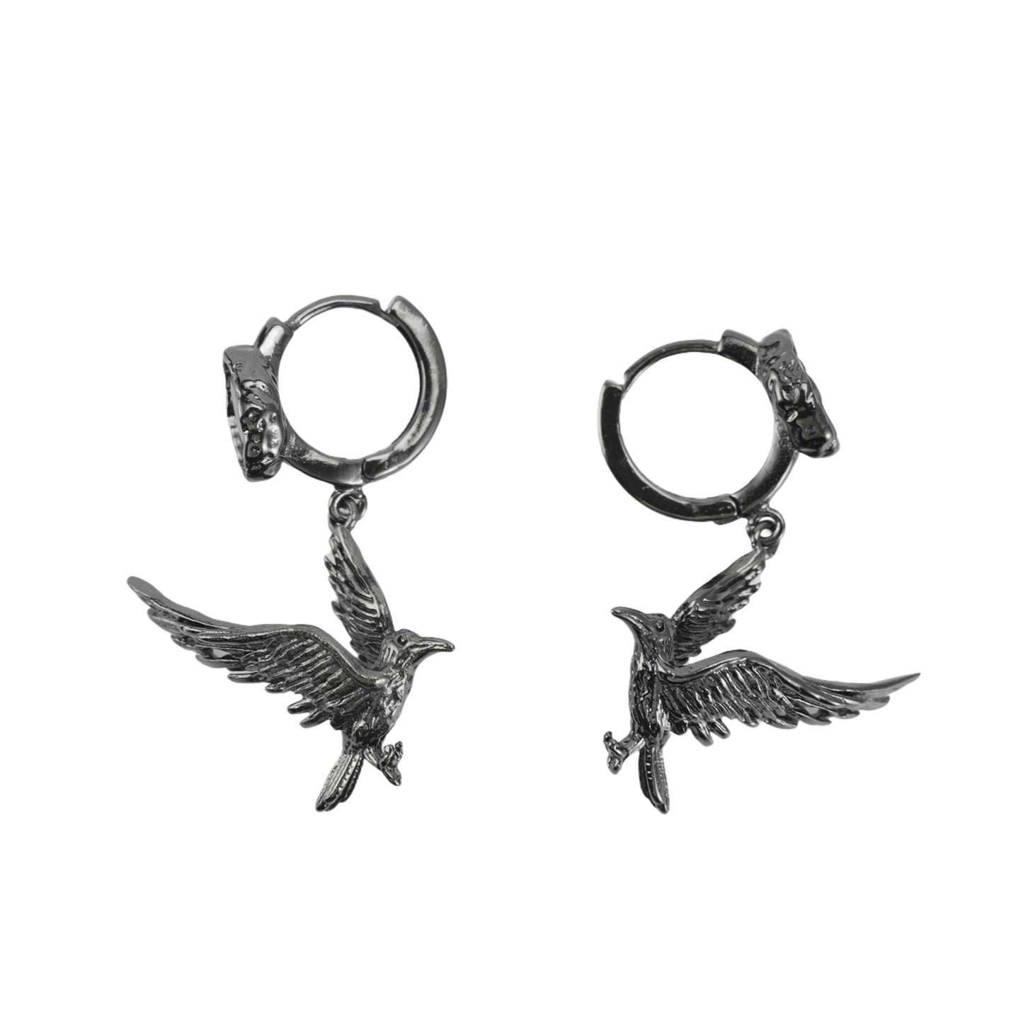 Gothic Raven Earrings with Crimson Gem, Norse Mythology Bird Jewelry, Witchy Pagan Gift