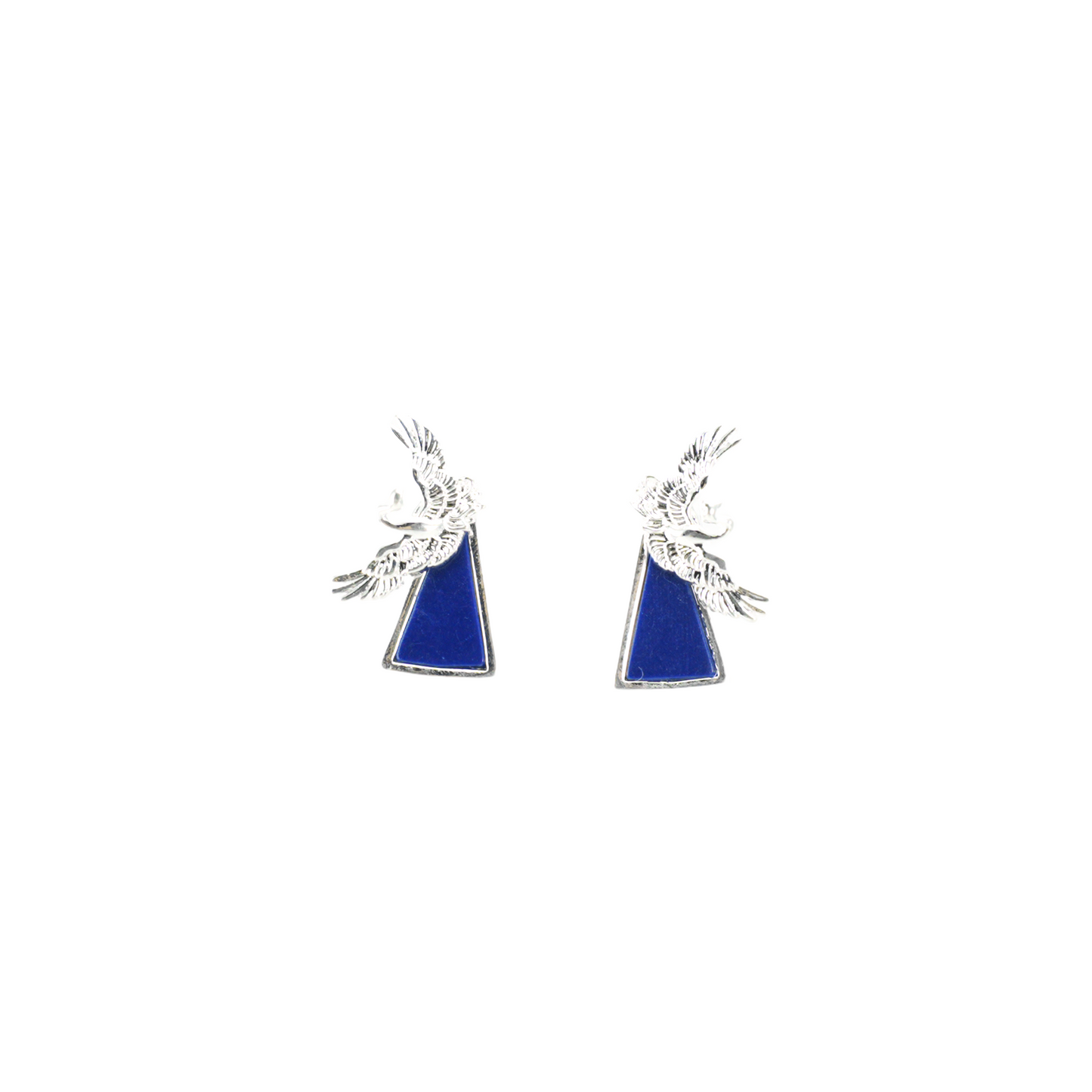 Blue Inlay Bird Earrings Symbol of Freedom Elegant Statement Jewelry