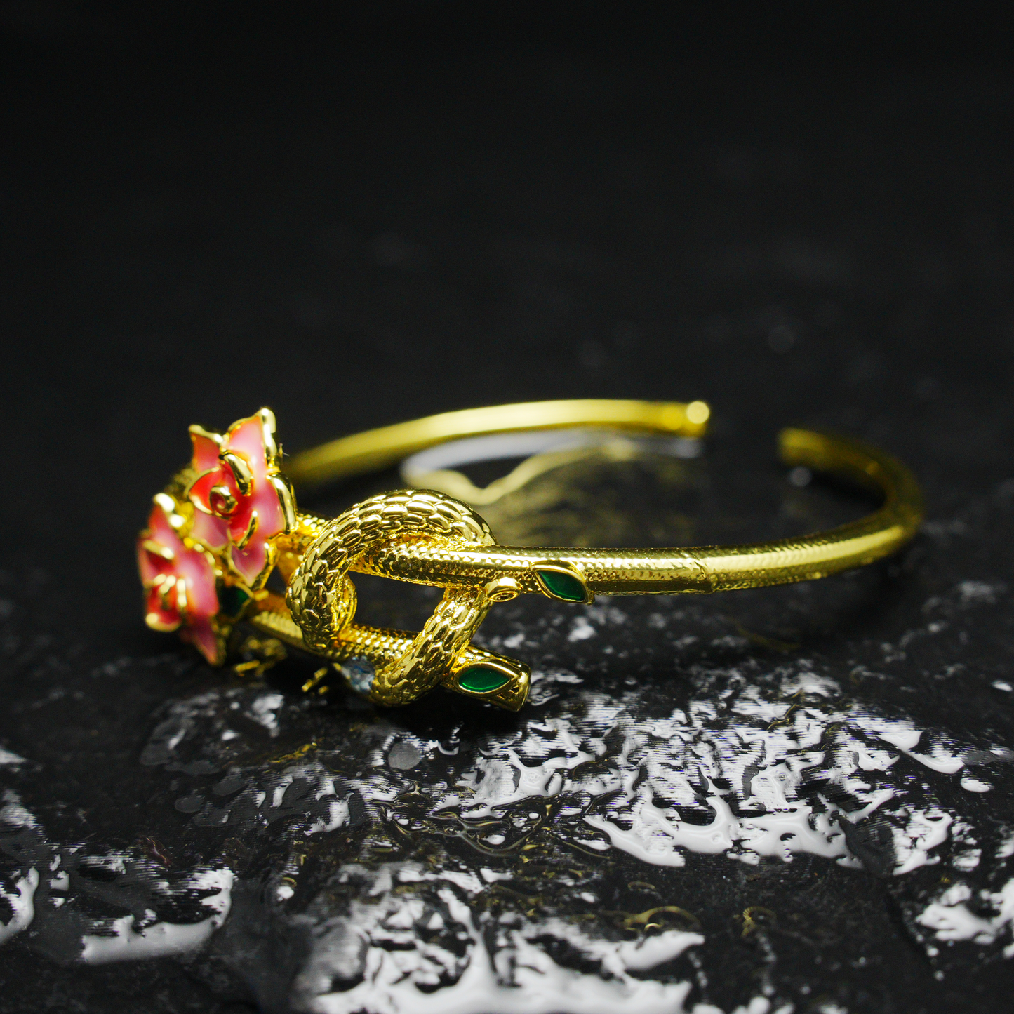 Kamelie Schlange Armband Vintage Gold Armreif Gothic Eleganter Schmuck