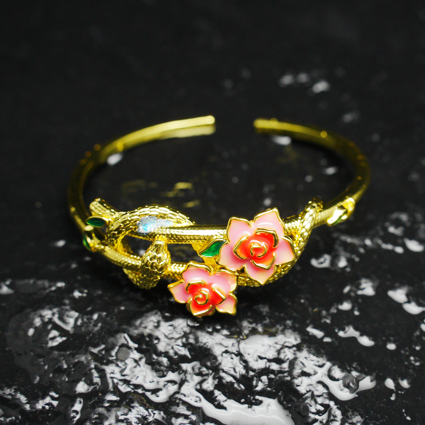 Kamelie Schlange Armband Vintage Gold Armreif Gothic Eleganter Schmuck