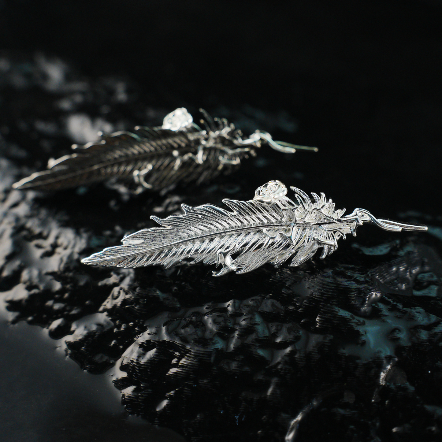 Feather Flower Brooch Nature-Inspired Elegant Unisex Jewelry