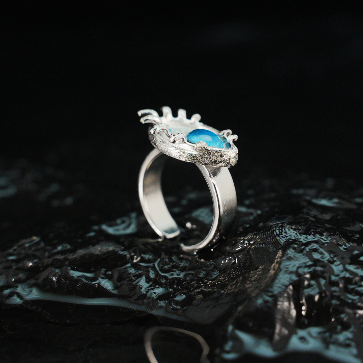 Blue Eye Talisman Ring Gothic Protection Statement Jewelry