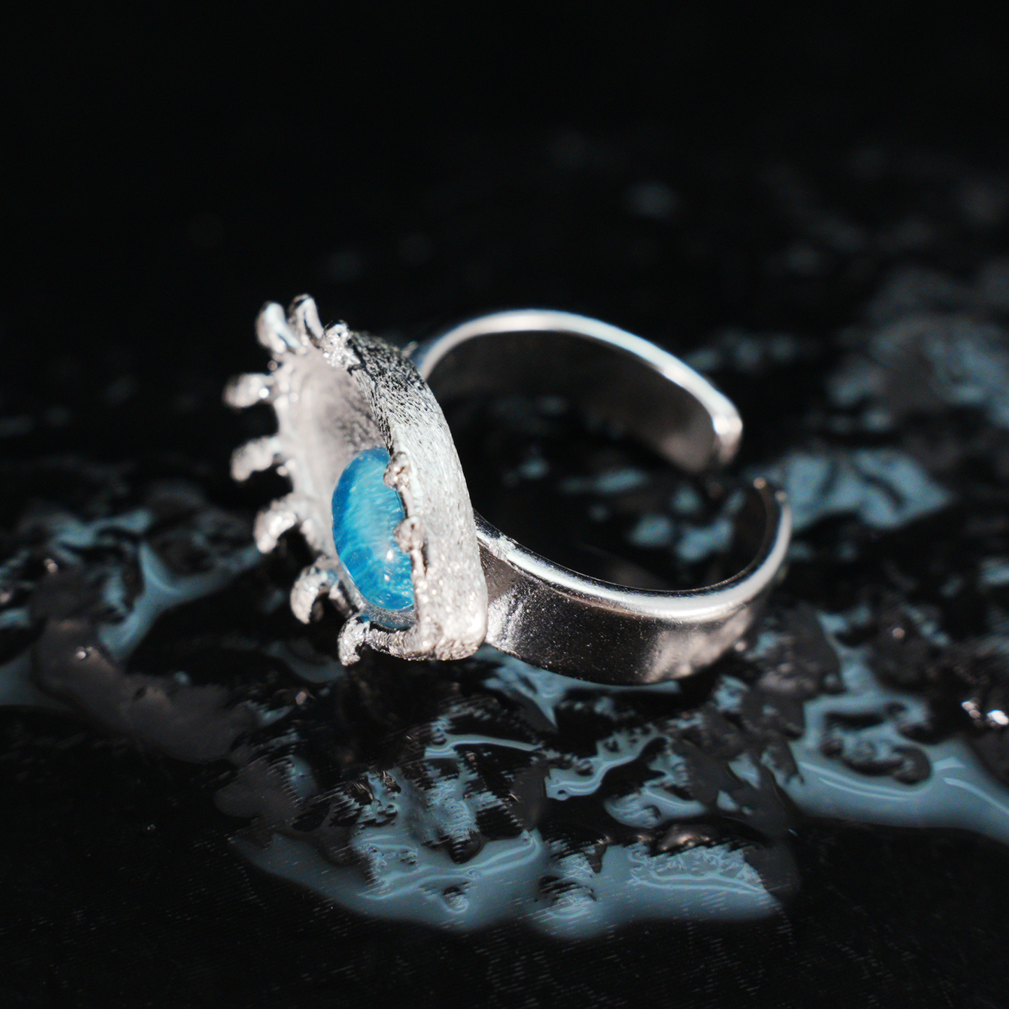 Blue Eye Talisman Ring Gothic Protection Statement Jewelry