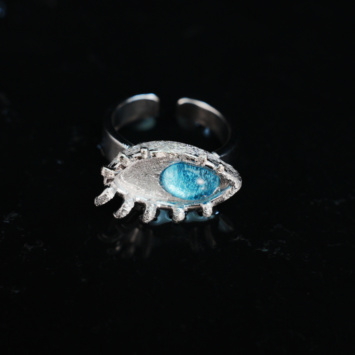Blue Eye Talisman Ring Gothic Protection Statement Jewelry