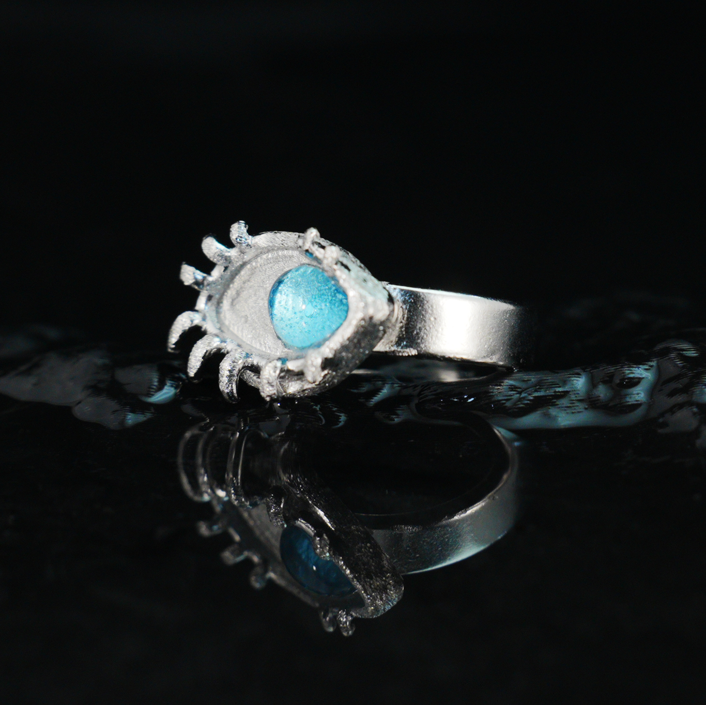 Blue Eye Talisman Ring Gothic Protection Statement Jewelry