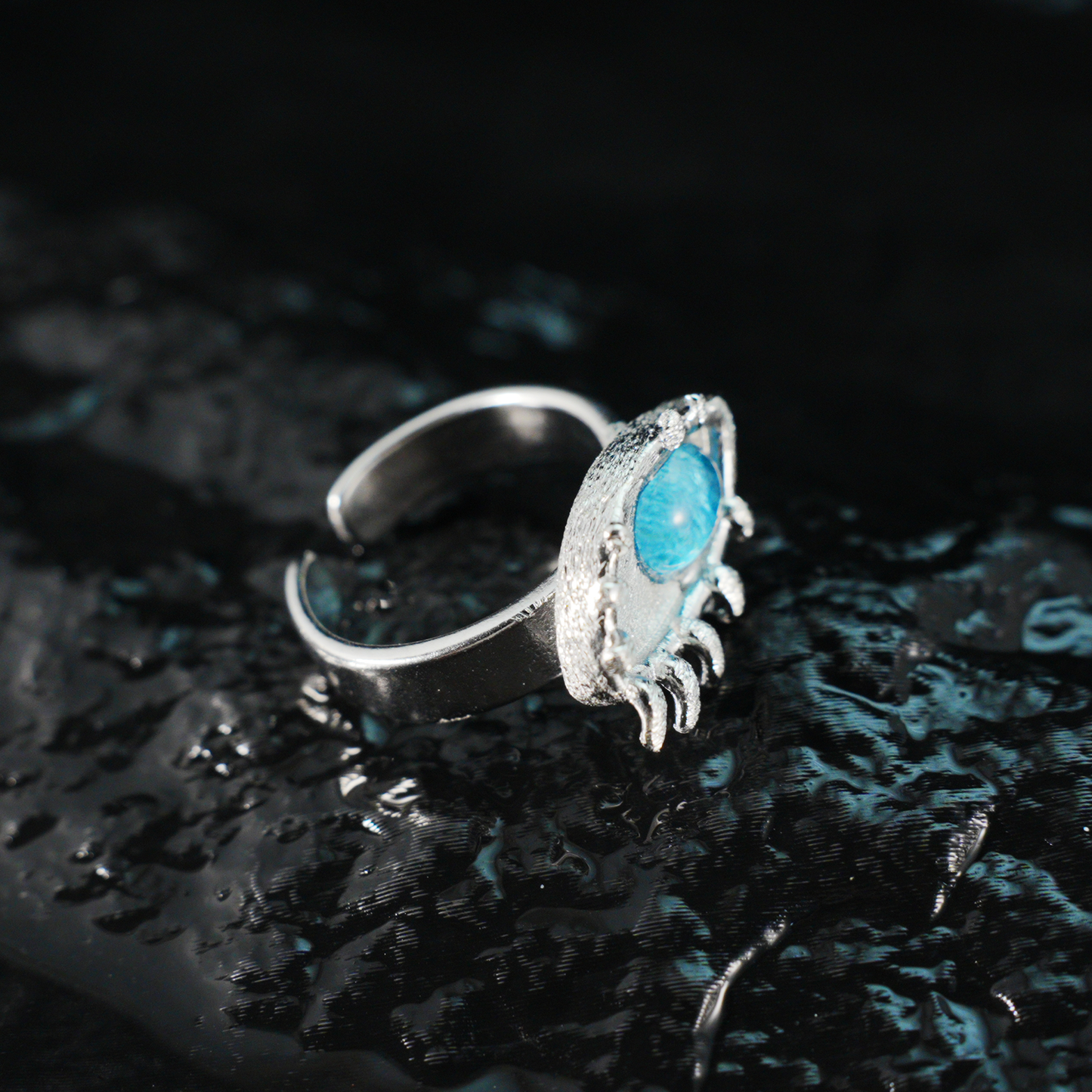Blue Eye Talisman Ring Gothic Protection Statement Jewelry
