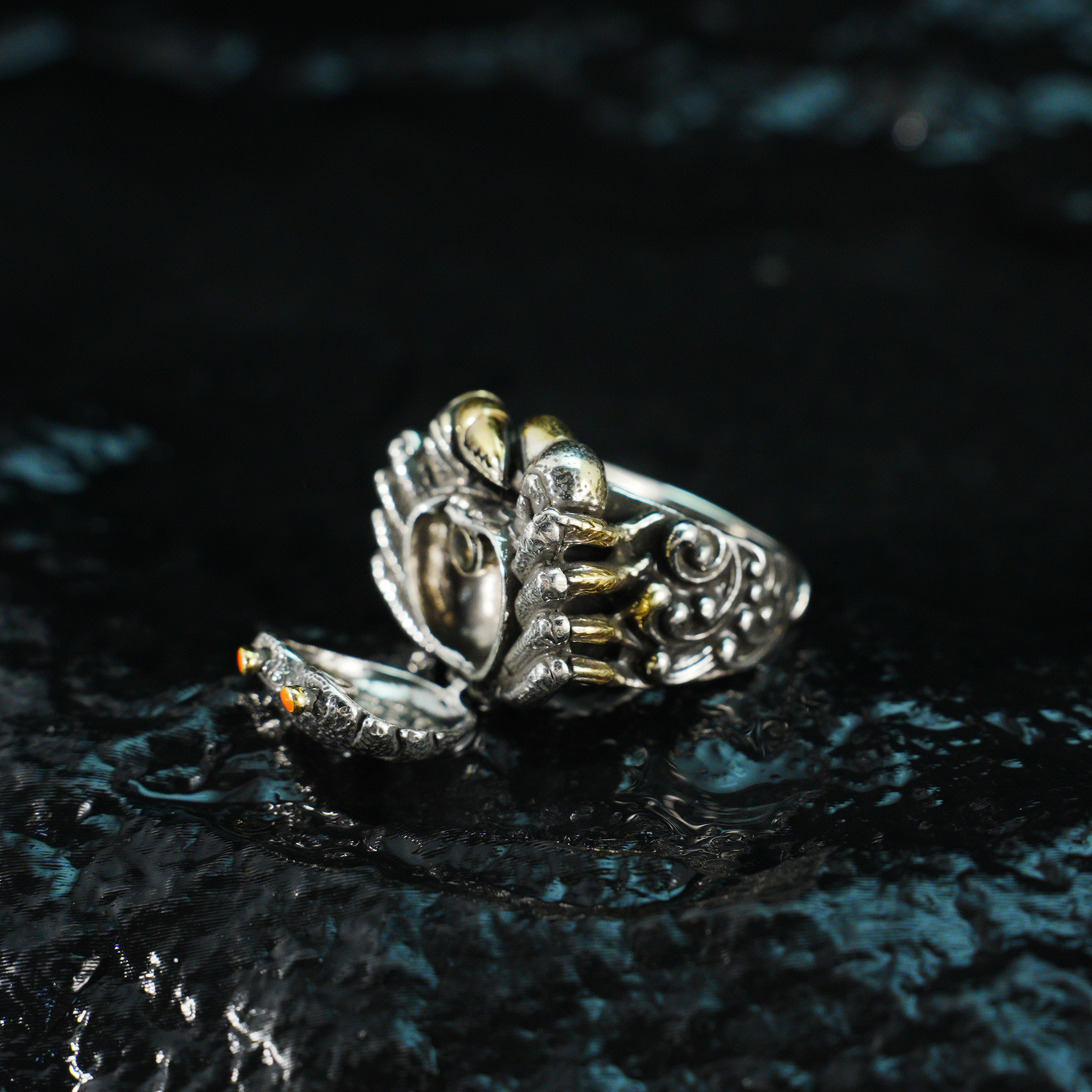 Gothic Crab Ring, Ocean Guardian Jewelry, Mythical Sea Creature Statement Ring