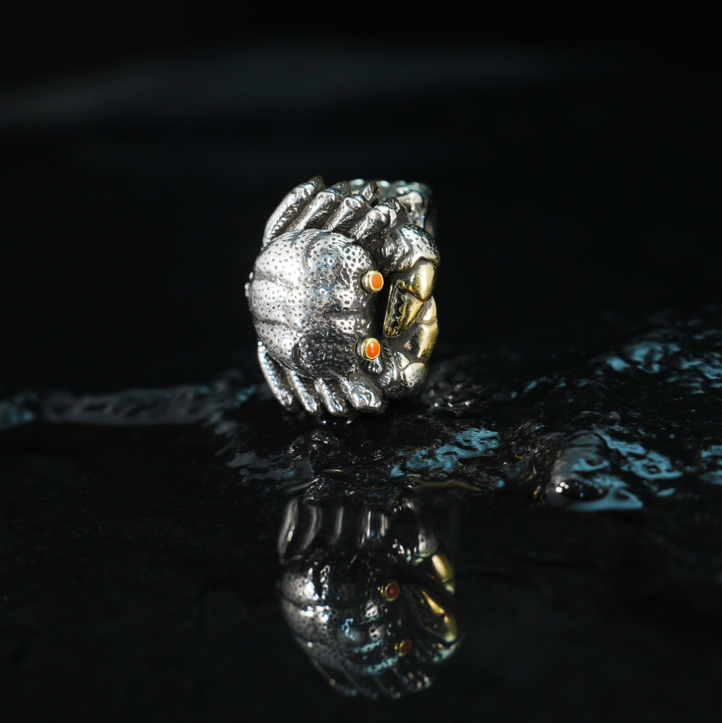 Gothic Crab Ring, Ocean Guardian Jewelry, Mythical Sea Creature Statement Ring