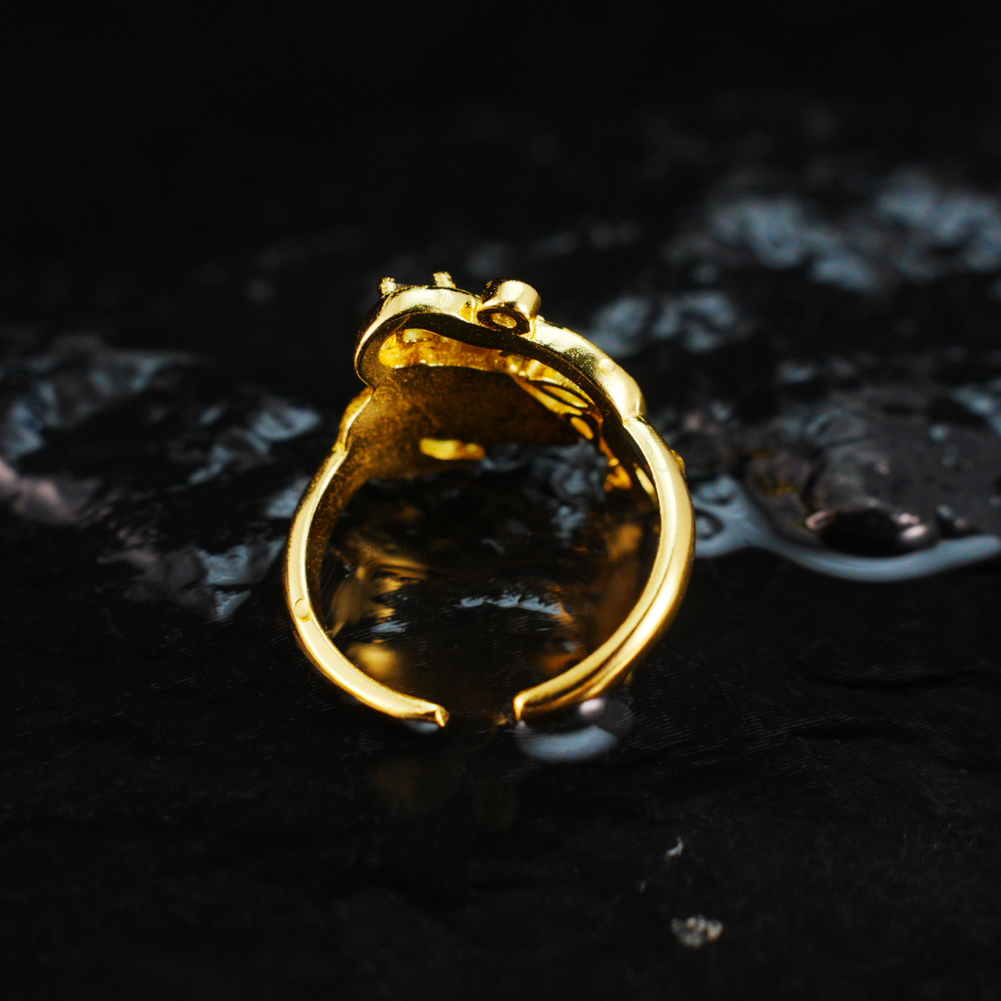 Moon Goddess Gold Ring Vintage Crystal Starry Night Adjustable Ring