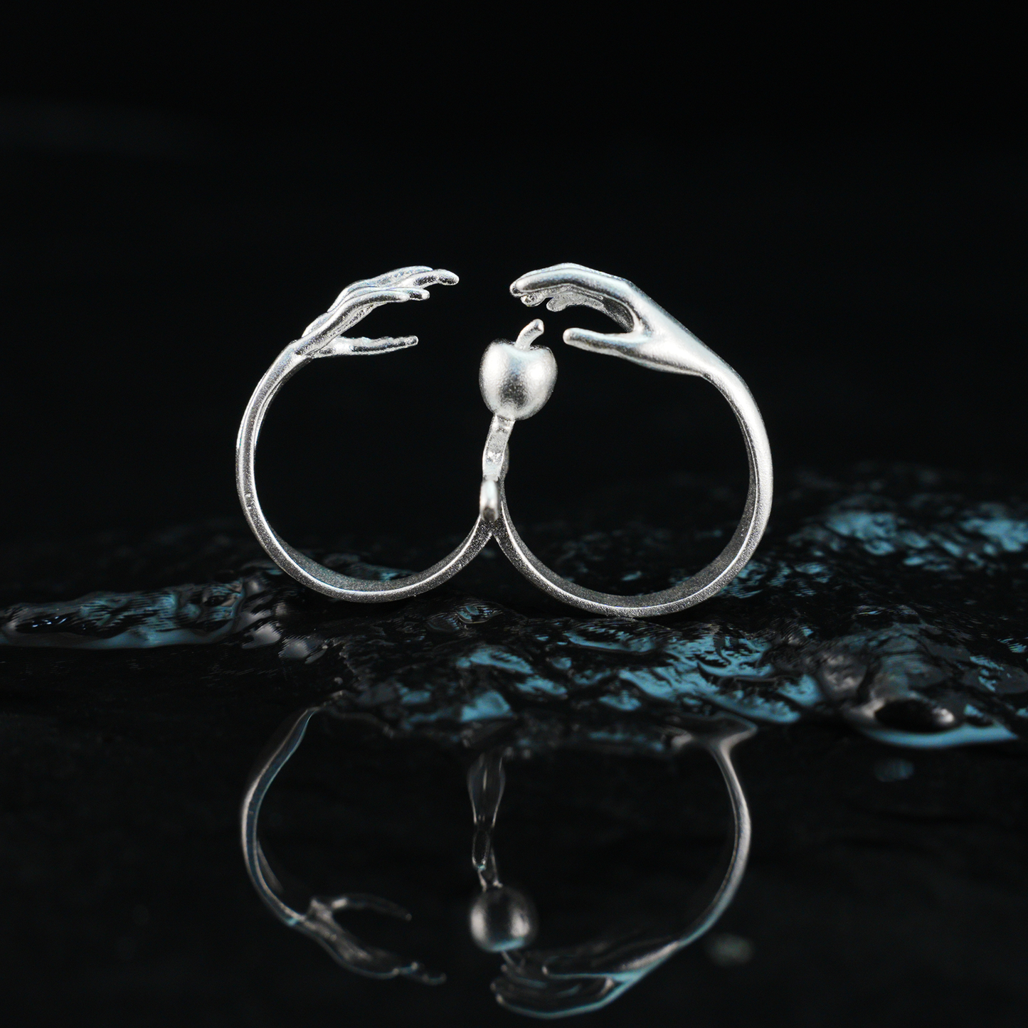 Künstlerischer Handdesign-Apfelring, verstellbar, Kupferlegierung, Paar-Geschenkschmuck