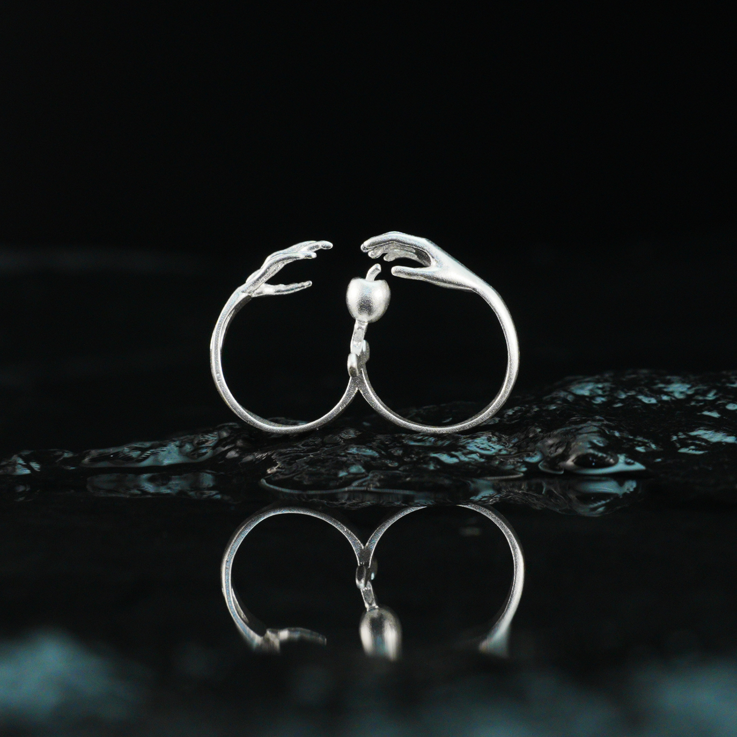 Künstlerischer Handdesign-Apfelring, verstellbar, Kupferlegierung, Paar-Geschenkschmuck