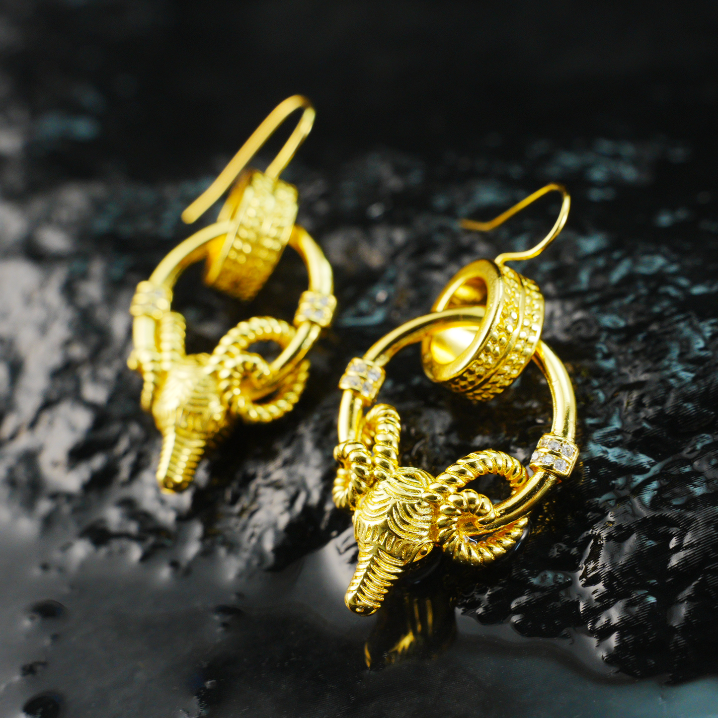 Ram Warrior Earrings Vintage Hoop with Crystal Gothic Statement Studs