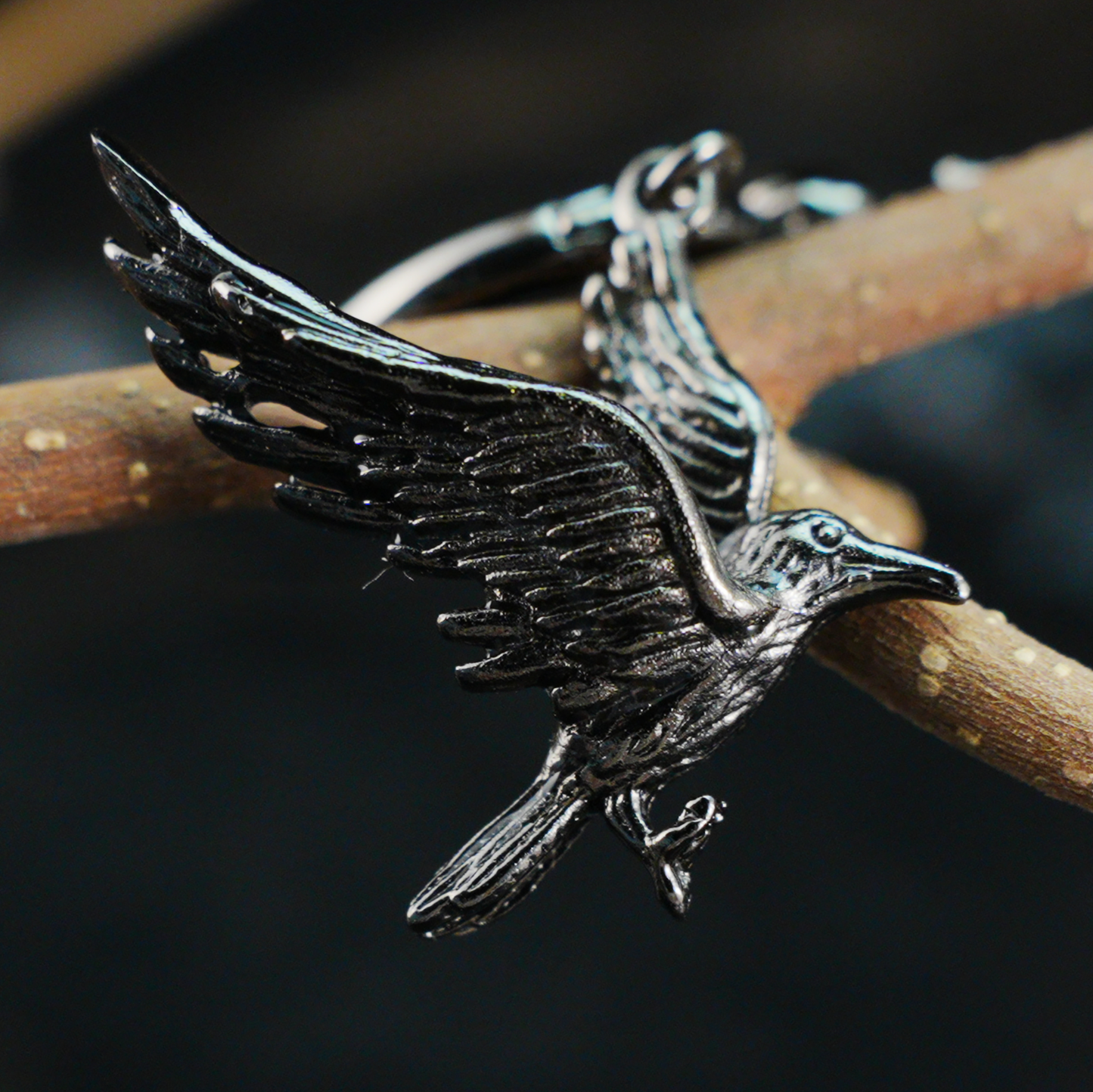 Gothic Raven Earrings with Crimson Gem, Norse Mythology Bird Jewelry, Witchy Pagan Gift