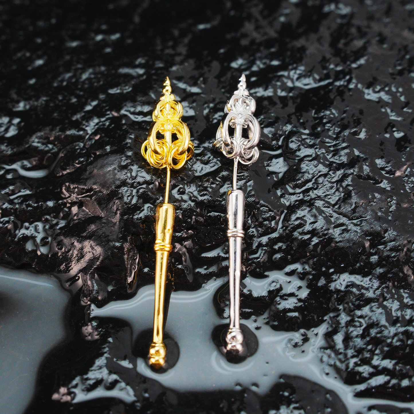 Zen-Stab-Ohrringe mit verbundenen Ringen, Quaste, moderner und achtsamer Schmuck