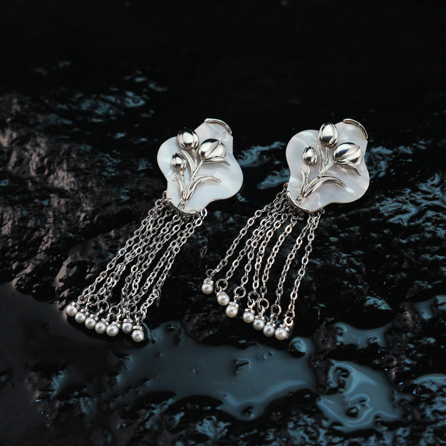 Floral Tassel Earrings Elegant Vintage Dangling Jewelry for Women