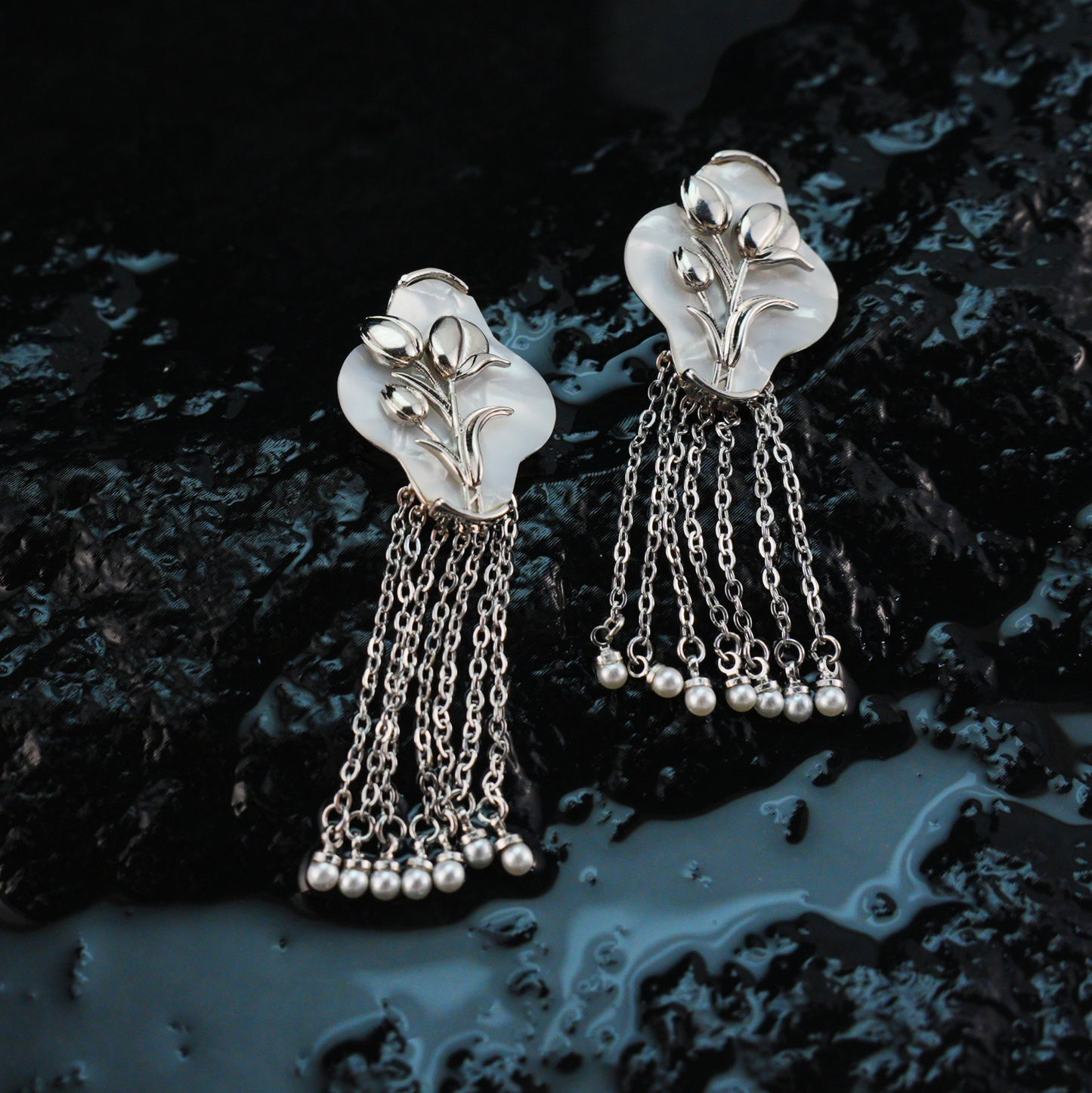 Floral Tassel Earrings Elegant Vintage Dangling Jewelry for Women