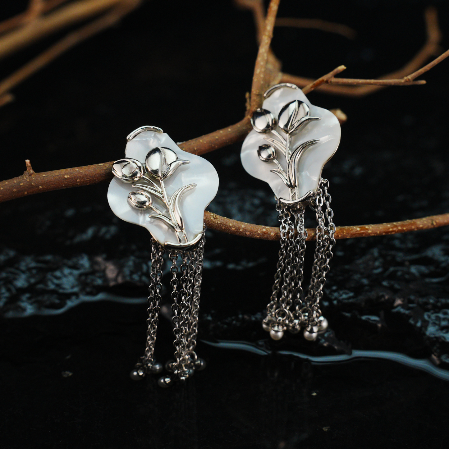 Floral Tassel Earrings Elegant Vintage Dangling Jewelry for Women