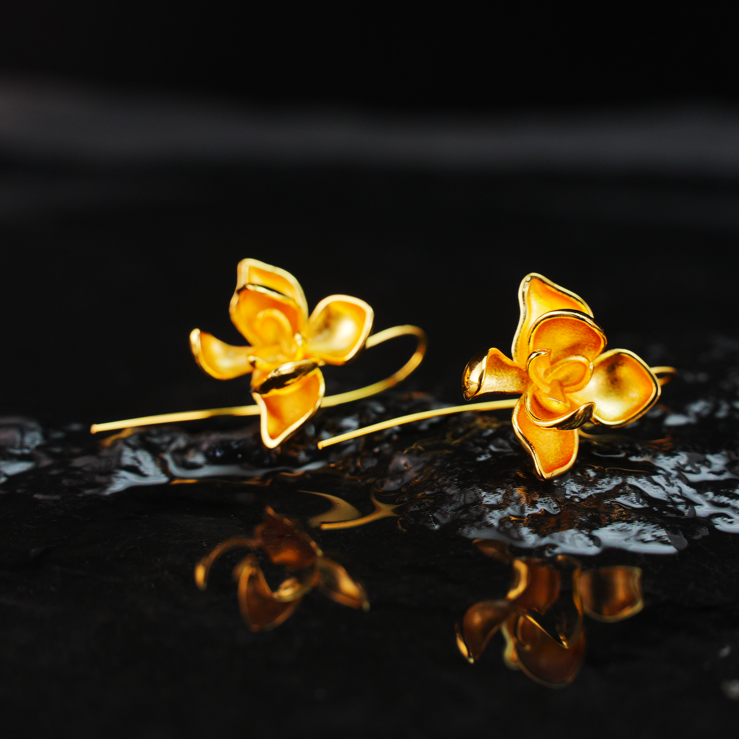 Orchid-shaped earrings, elegant petal 3D design, light luxury style accessories
