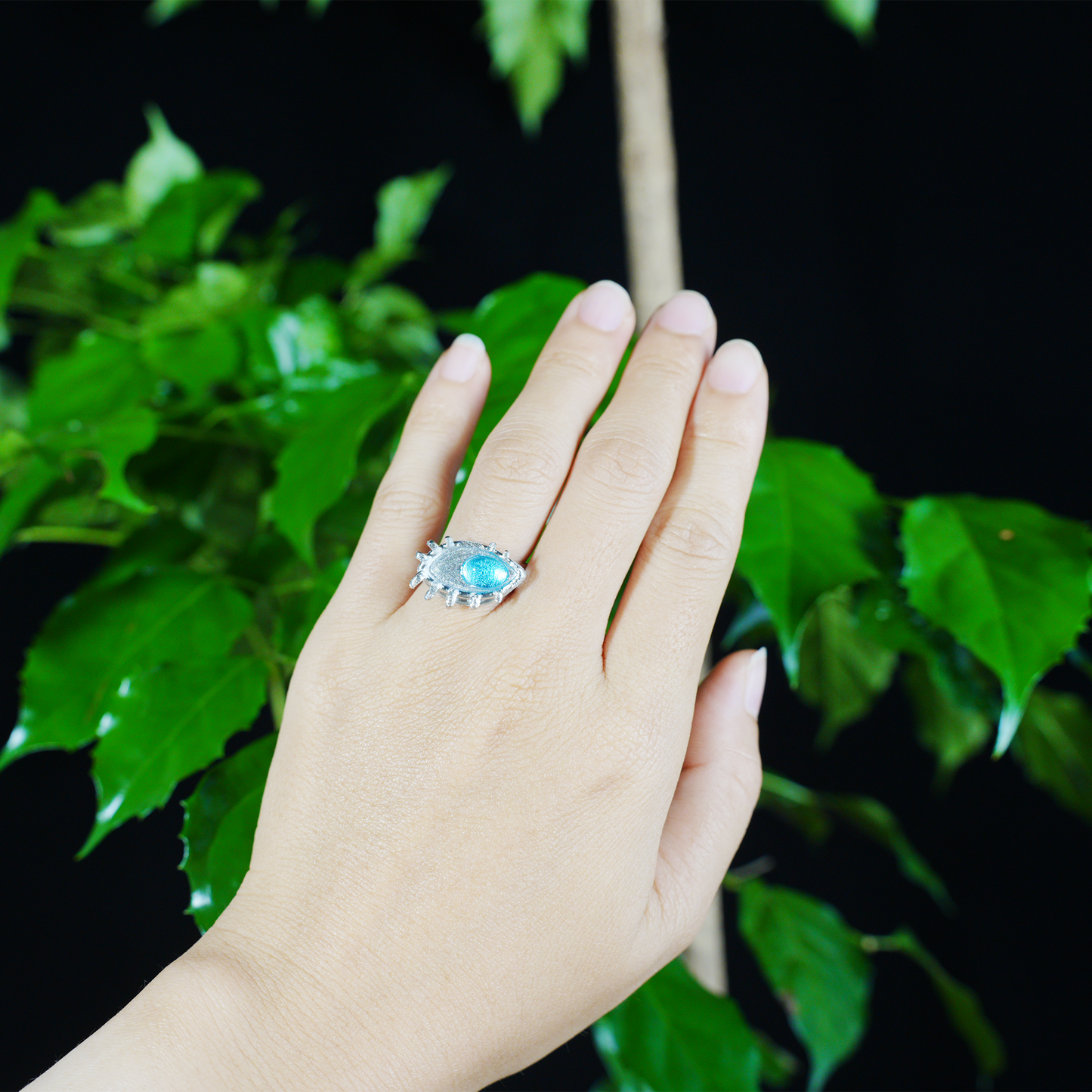 Blue Eye Talisman Ring Gothic Protection Statement Jewelry