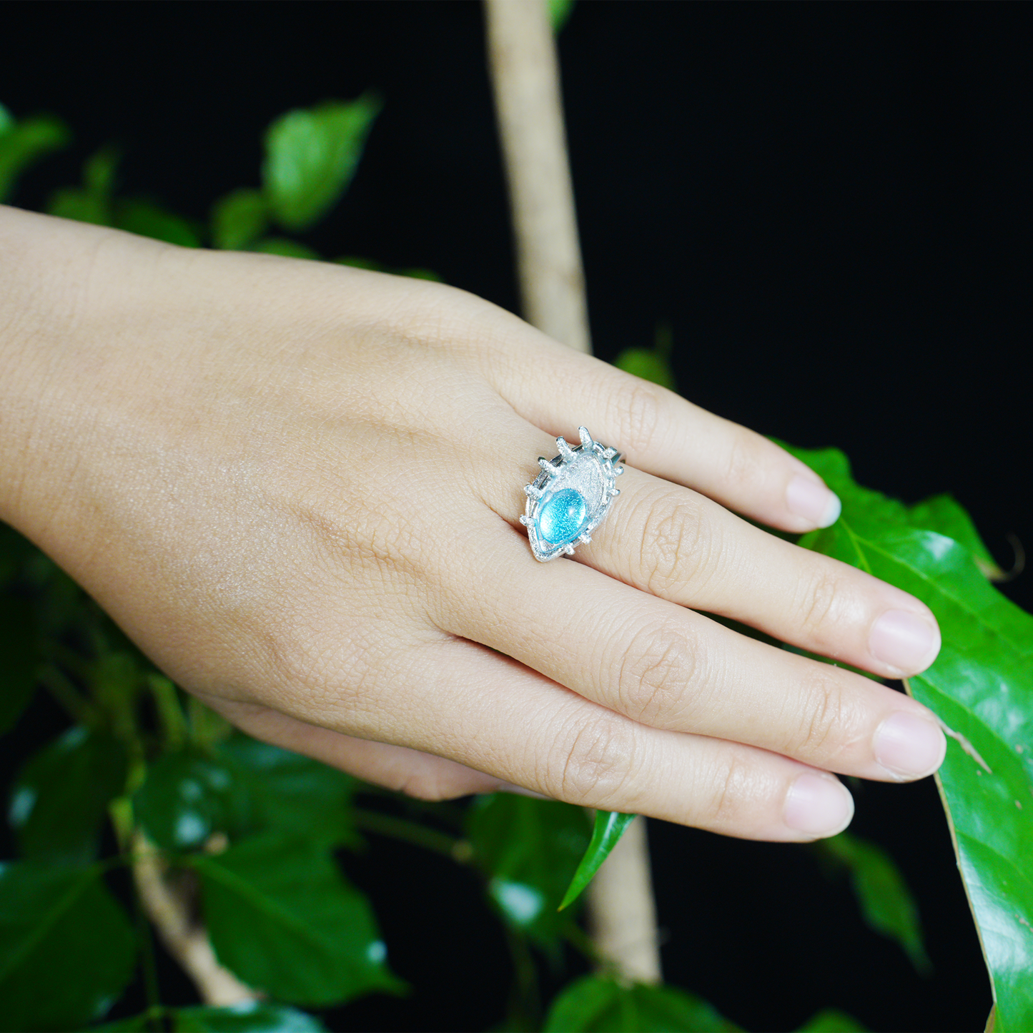 Blue Eye Talisman Ring Gothic Protection Statement Jewelry