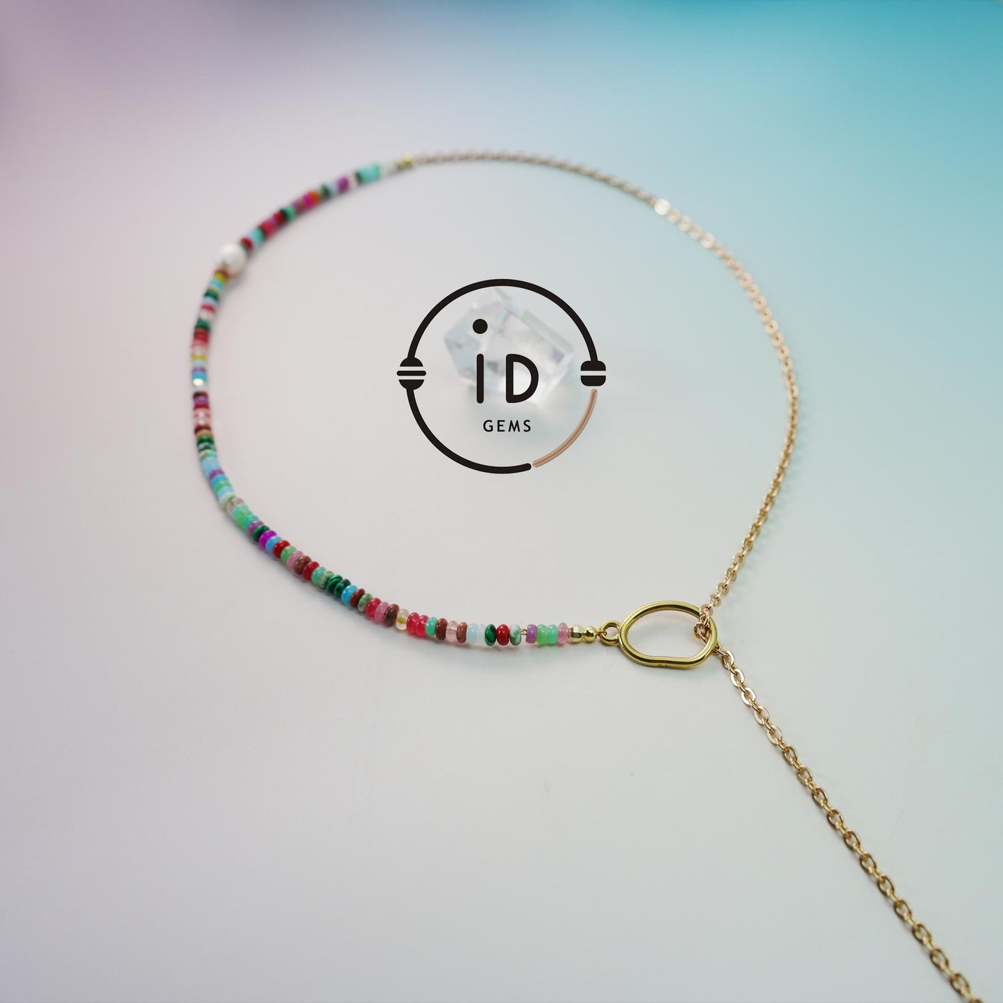 Colorful Mixed Gemstone Y-Necklace|Handmade Beaded Rainbow Jewelry|Fashion Lariat Pendant Necklace|Unique Gift for Women