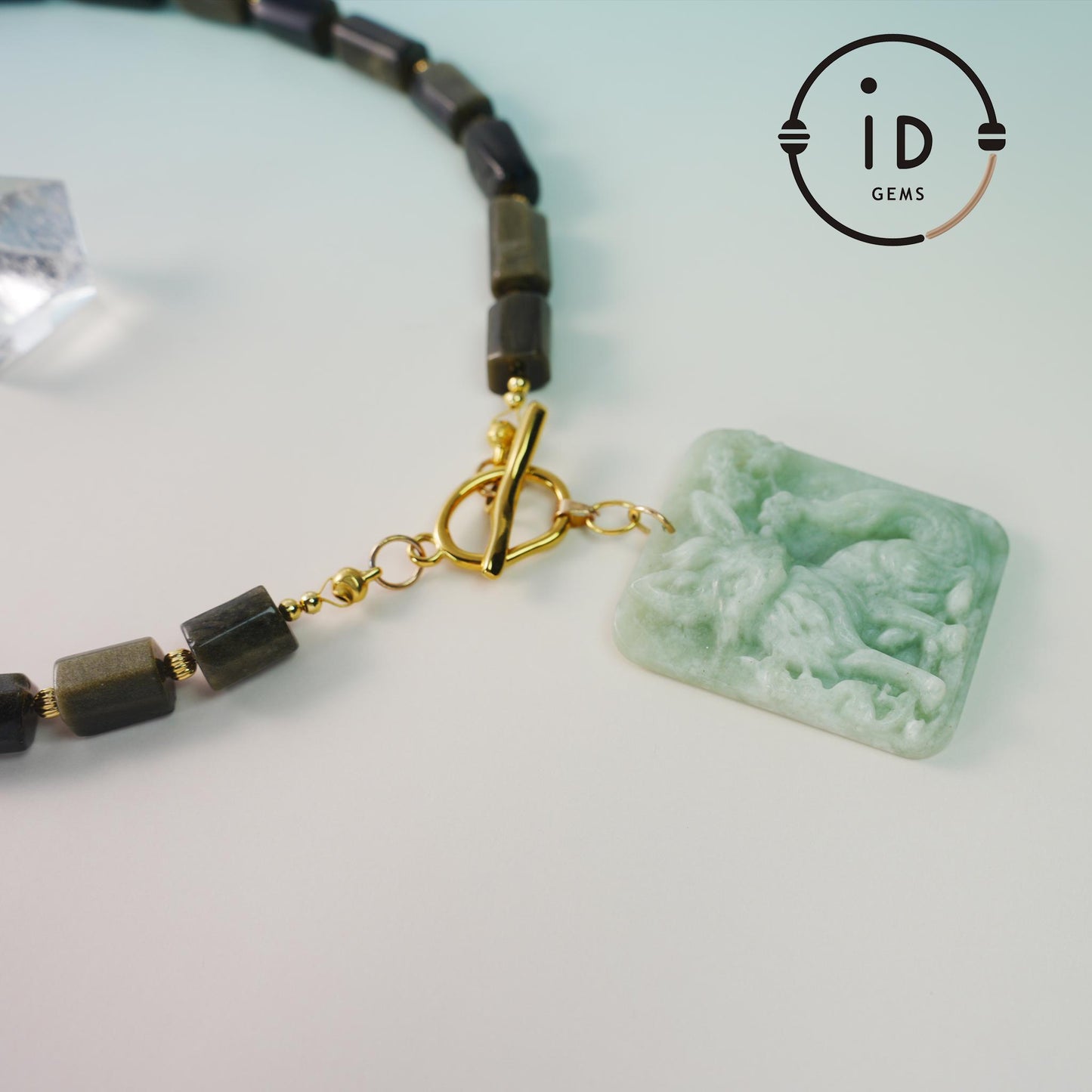 Gold Obsidian Fox Necklace|Hand-Carved Jade Pendant|Spiritual Healing Amulet|Protective Talisman Jewelry Gift for Women