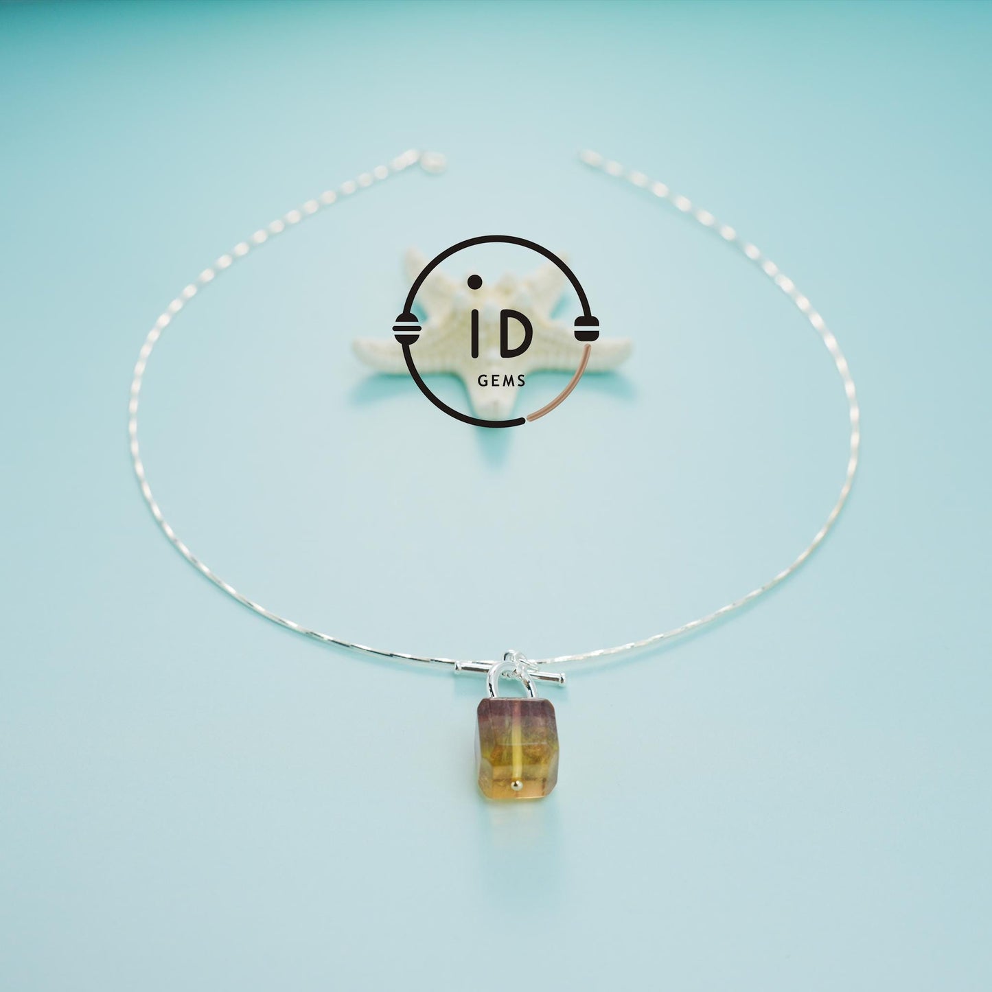 Fluorite Cube Pendant Necklace|Natural Gemstone Jewelry|Minimalist Silver Necklace|Handmade Spiritual Healing Jewelry