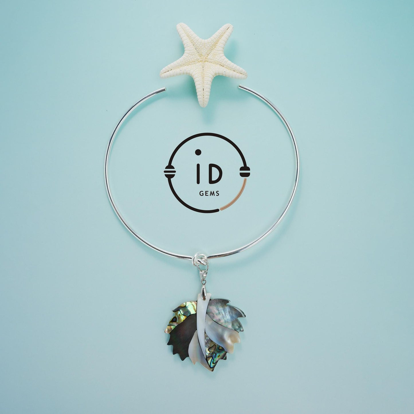 Halskette mit Abalone-Blatt-Anhänger|Natürlicher Muschelschmuck|Boho-Sommerstil|Handgefertigte Halskette im Ozean-Stil